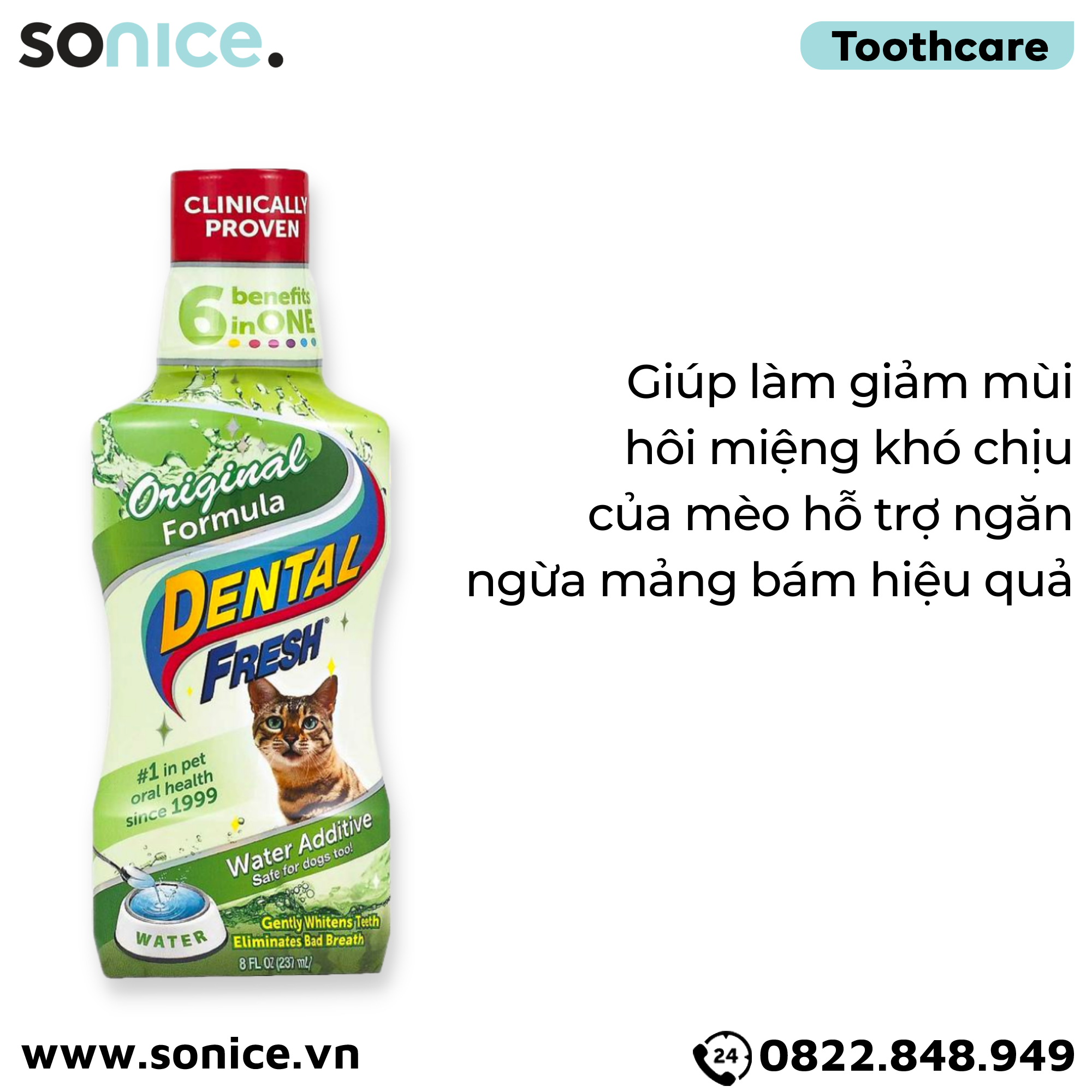 Dung dịch Dental Fresh Original hết hôi miệng cho mèo - 237ml SONICE.