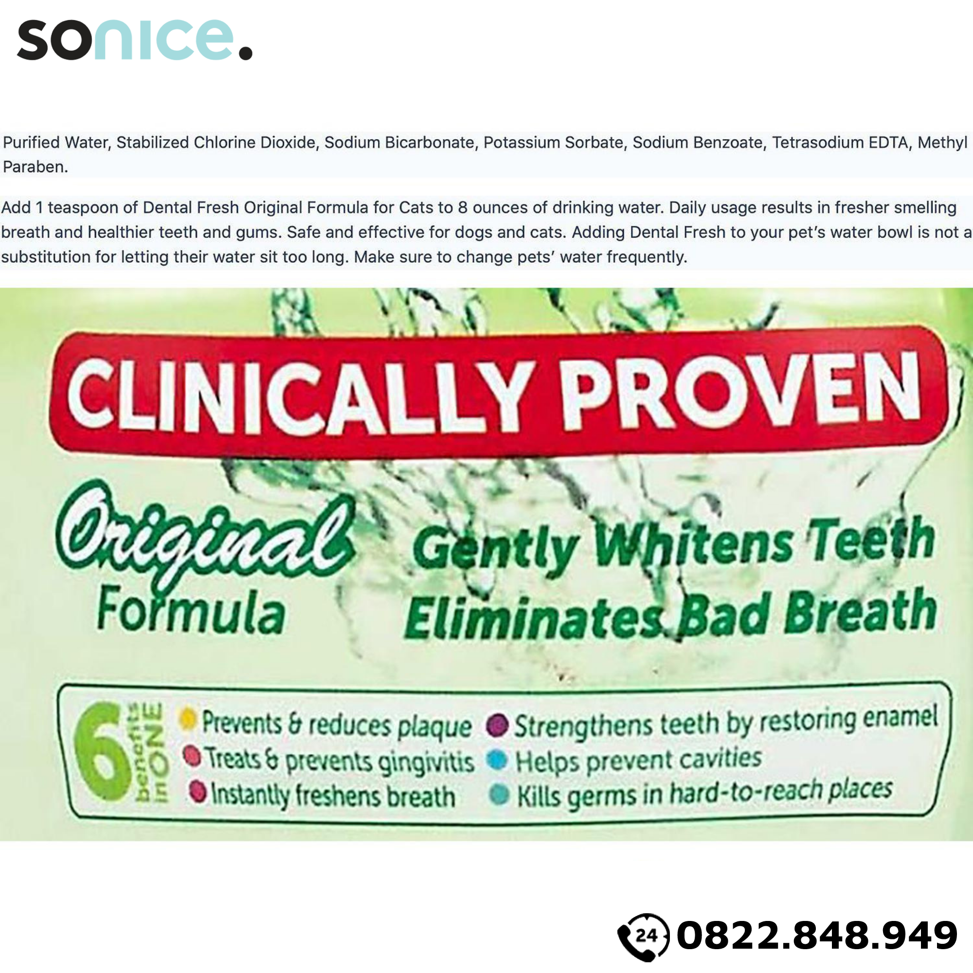 Dung dịch Dental Fresh Original hết hôi miệng cho mèo - 237ml SONICE.