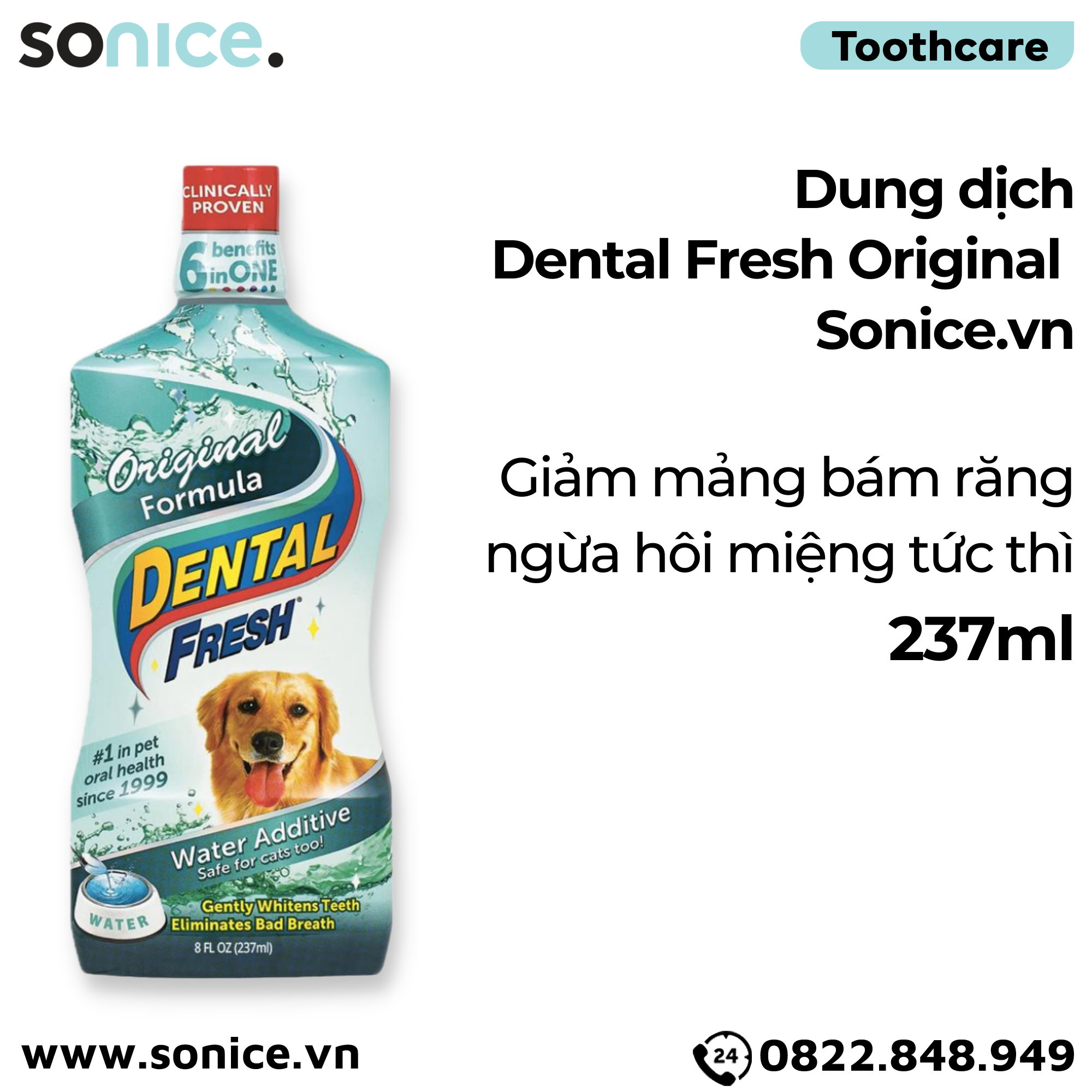 Dung dịch DENTAL FRESH Original giảm mảng bám răng ngừa hôi miệng tức thì - 237ml SONICE.
