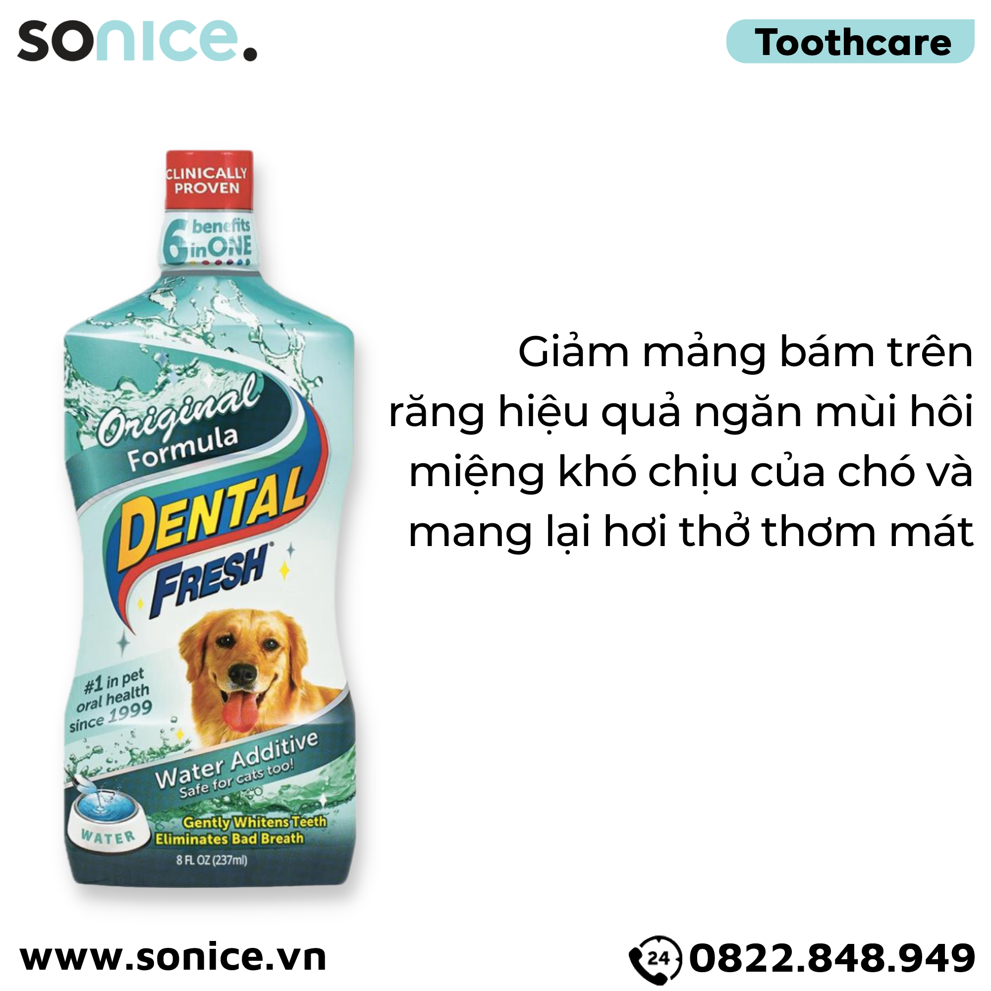 Dung dịch DENTAL FRESH Original giảm mảng bám răng ngừa hôi miệng tức thì - 237ml SONICE.