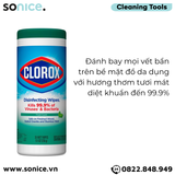  Khăn giấy ướt diệt khuẩn Clorox Disinfecting Wipes Fresh Scent 258g - 35 miếng - Hương tươi mát, hỗ trợ diệt khuẩn không gian sống SONICE. 