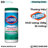  Khăn giấy ướt diệt khuẩn Clorox Disinfecting Wipes Fresh Scent 258g - 35 miếng - Hương tươi mát, hỗ trợ diệt khuẩn không gian sống SONICE. 