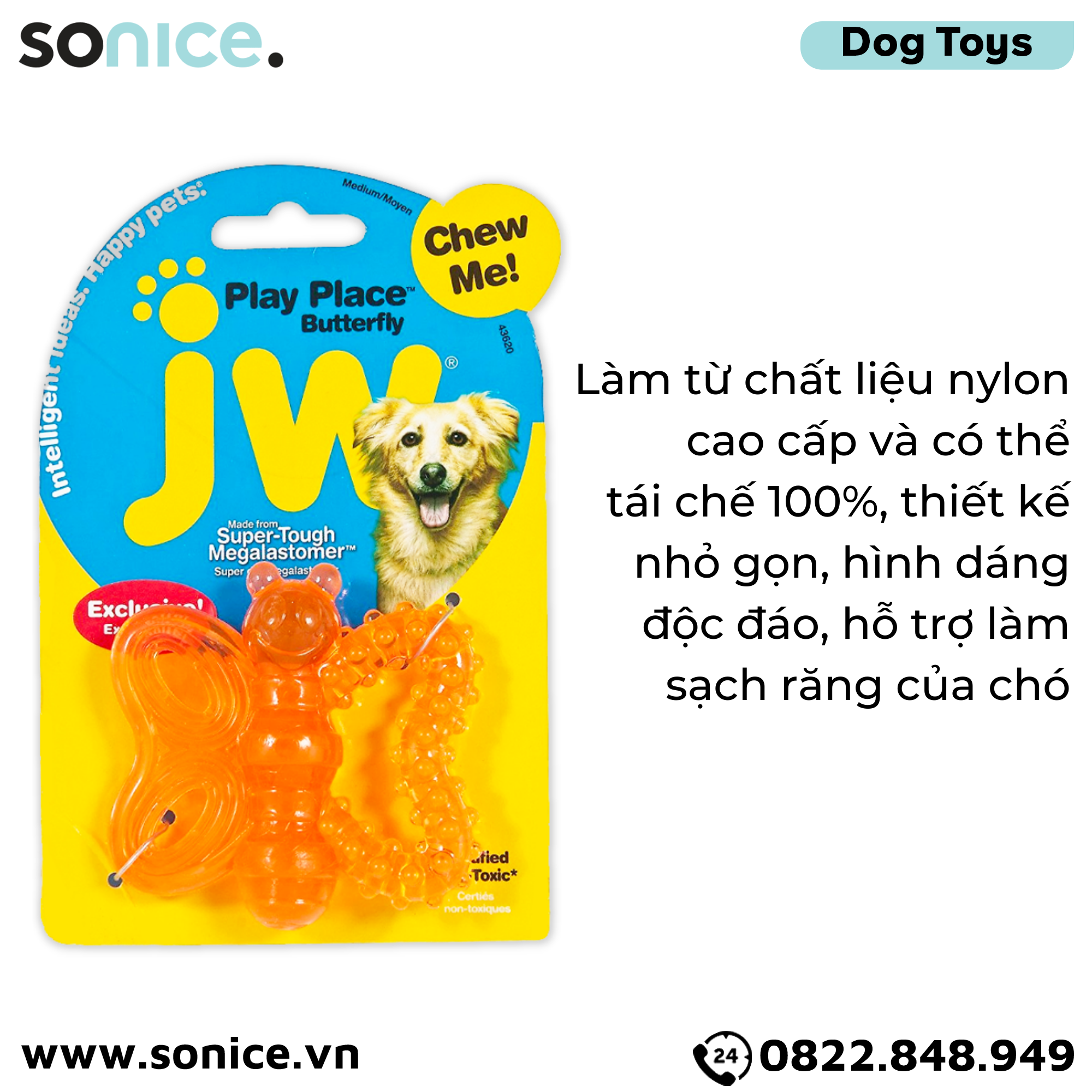  Đồ chơi JW Puppy Butterfly Chew-ee Medium Size - Con bướm SONICE. 