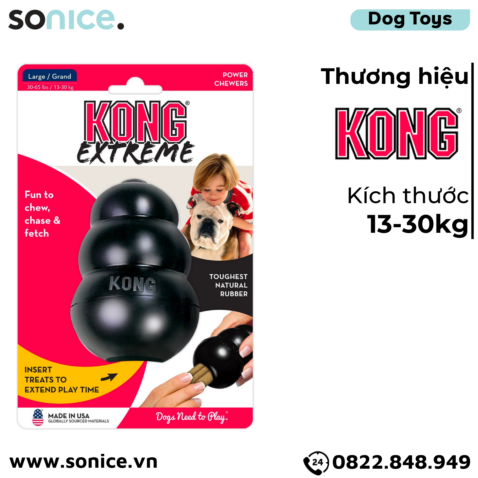 Đồ chơi Kong Extreme Toys Large Size - Cho chó 13-30kg, có thể nhét treats SONICE.