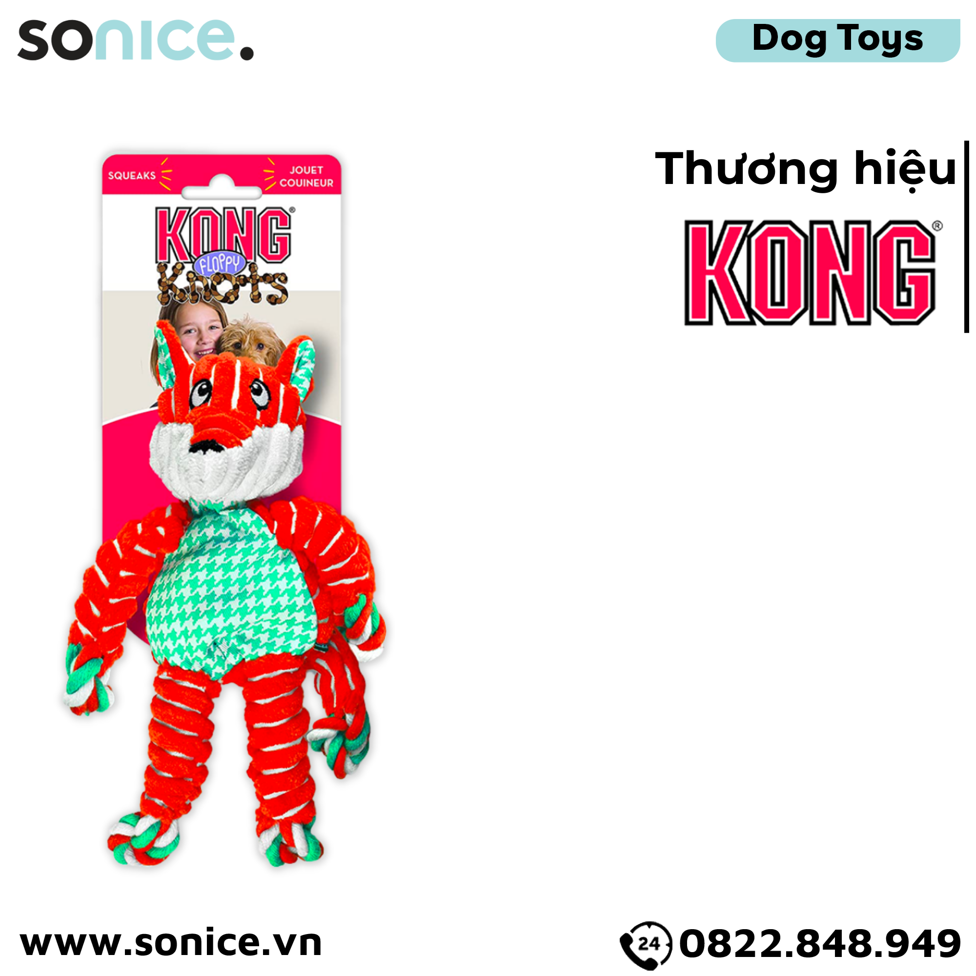 Đồ chơi KONG Floppy Knots Toys - Con cáo dây thừng SONICE.