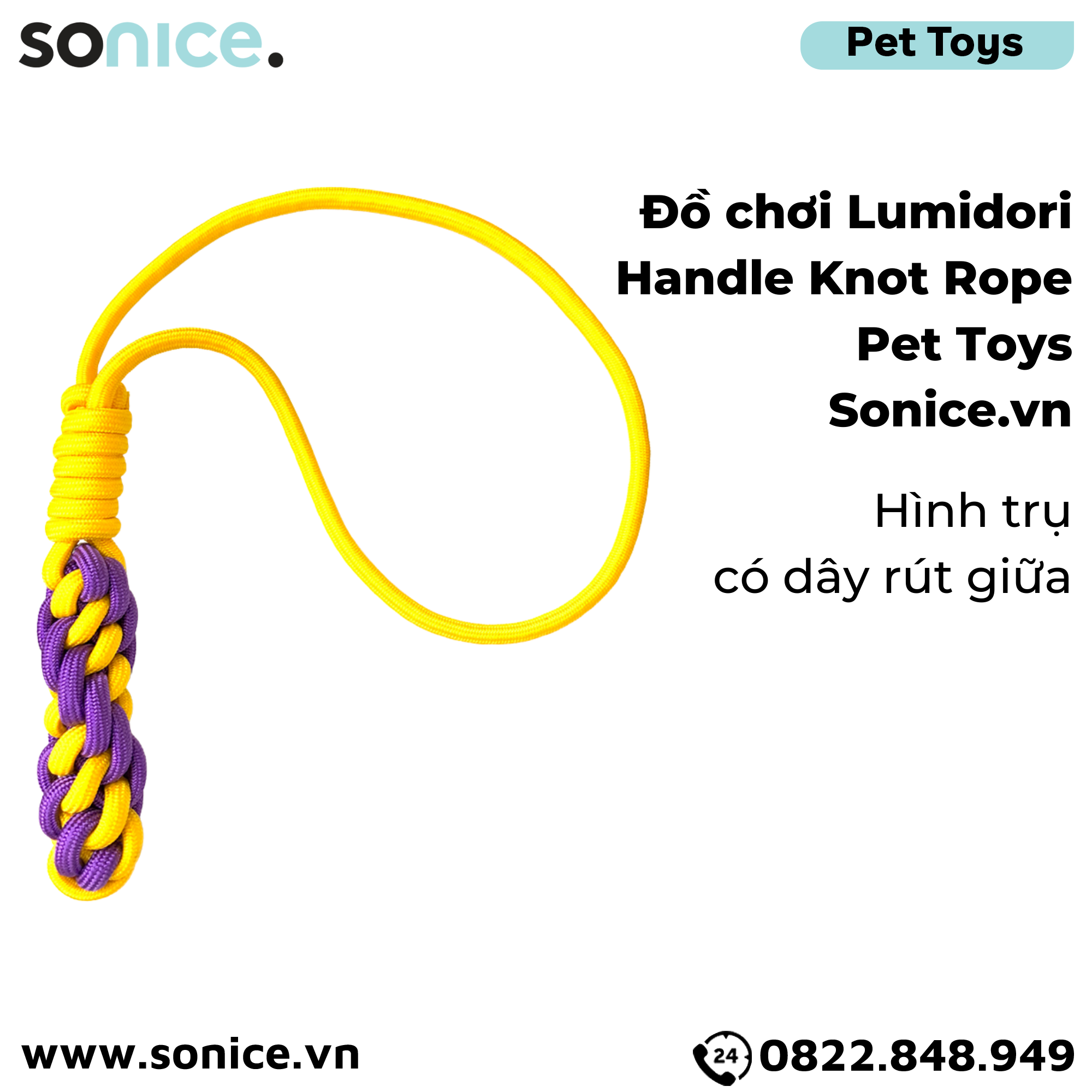 Đồ chơi Lumidori Handle Knot Rope Toys - Hình trụ có dây rút giữa SONICE.