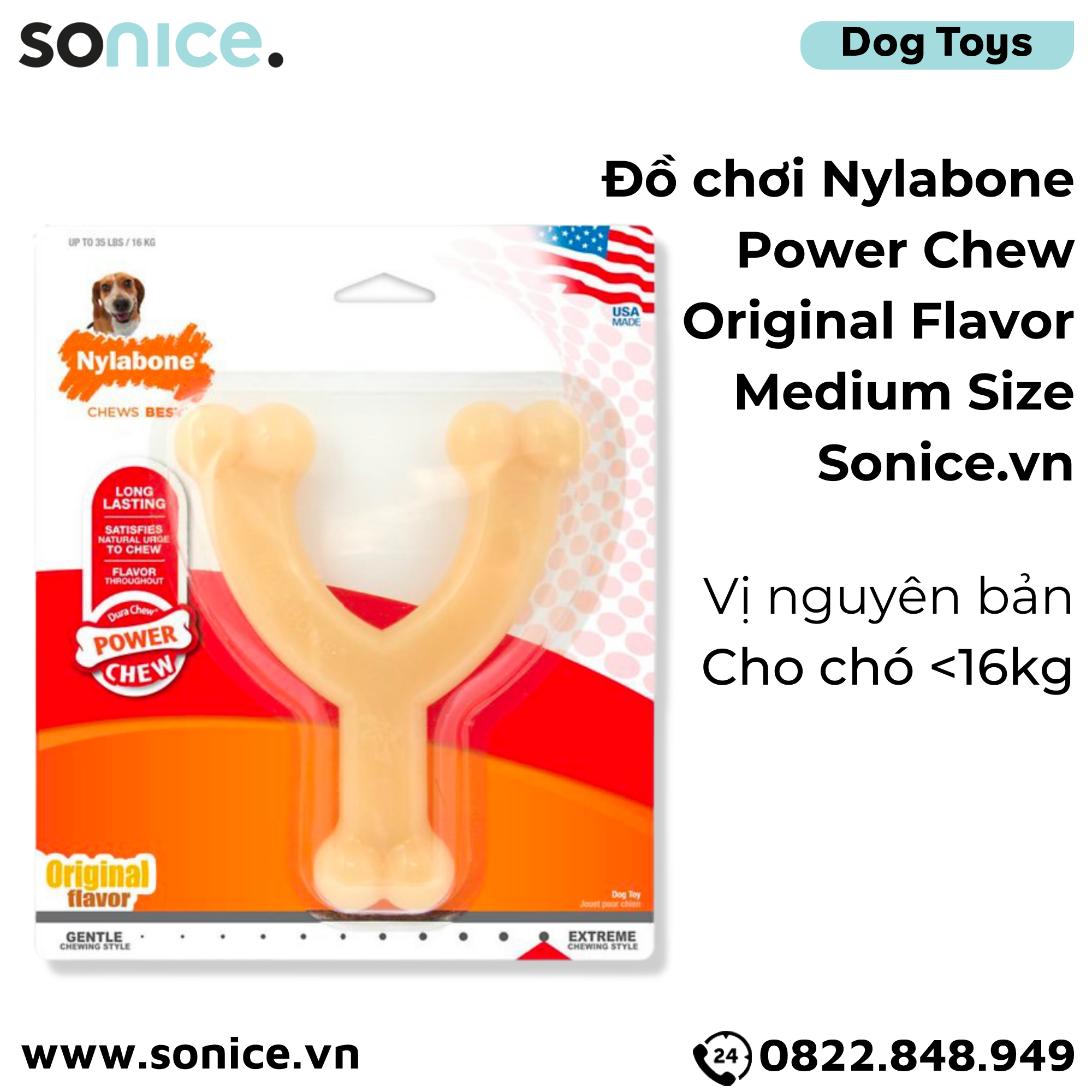 Đồ chơi Nylabone Power Chew Original Flavor Toys Medium Size - Vị nguyên bản, cho chó < 16kg SONICE.