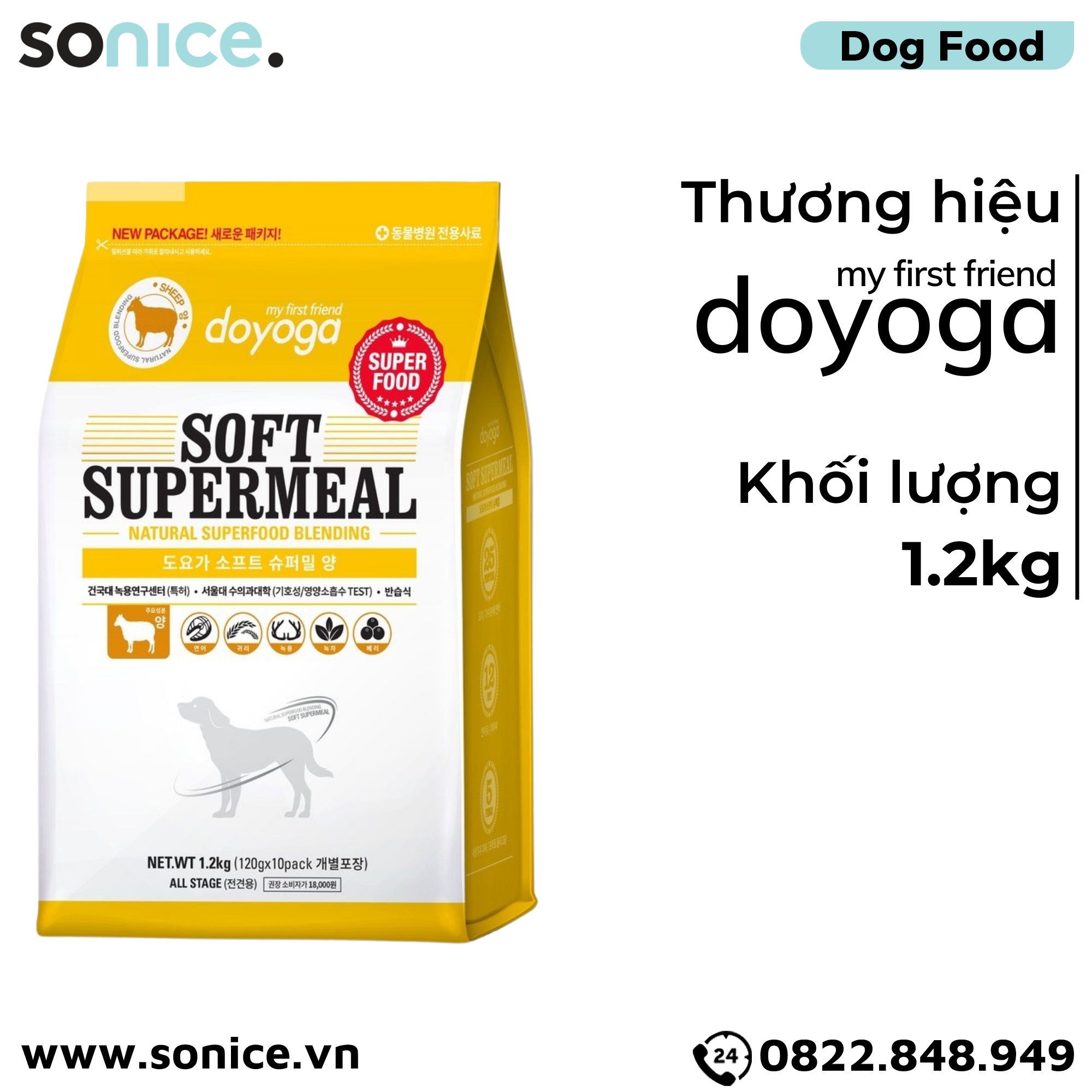 Thức ăn hạt mềm Doyoga Soft SuperMeal Lamb 1.2kg - vị cừu SONICE.
