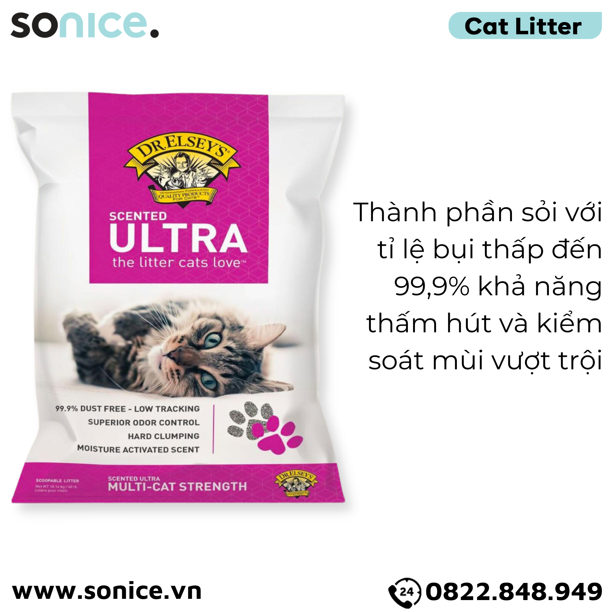 Cát vệ sinh Dr.ELSYES Precious Cat Ultra Scented 18.14kg - Hương thơm mát tự nhiên SONICE.