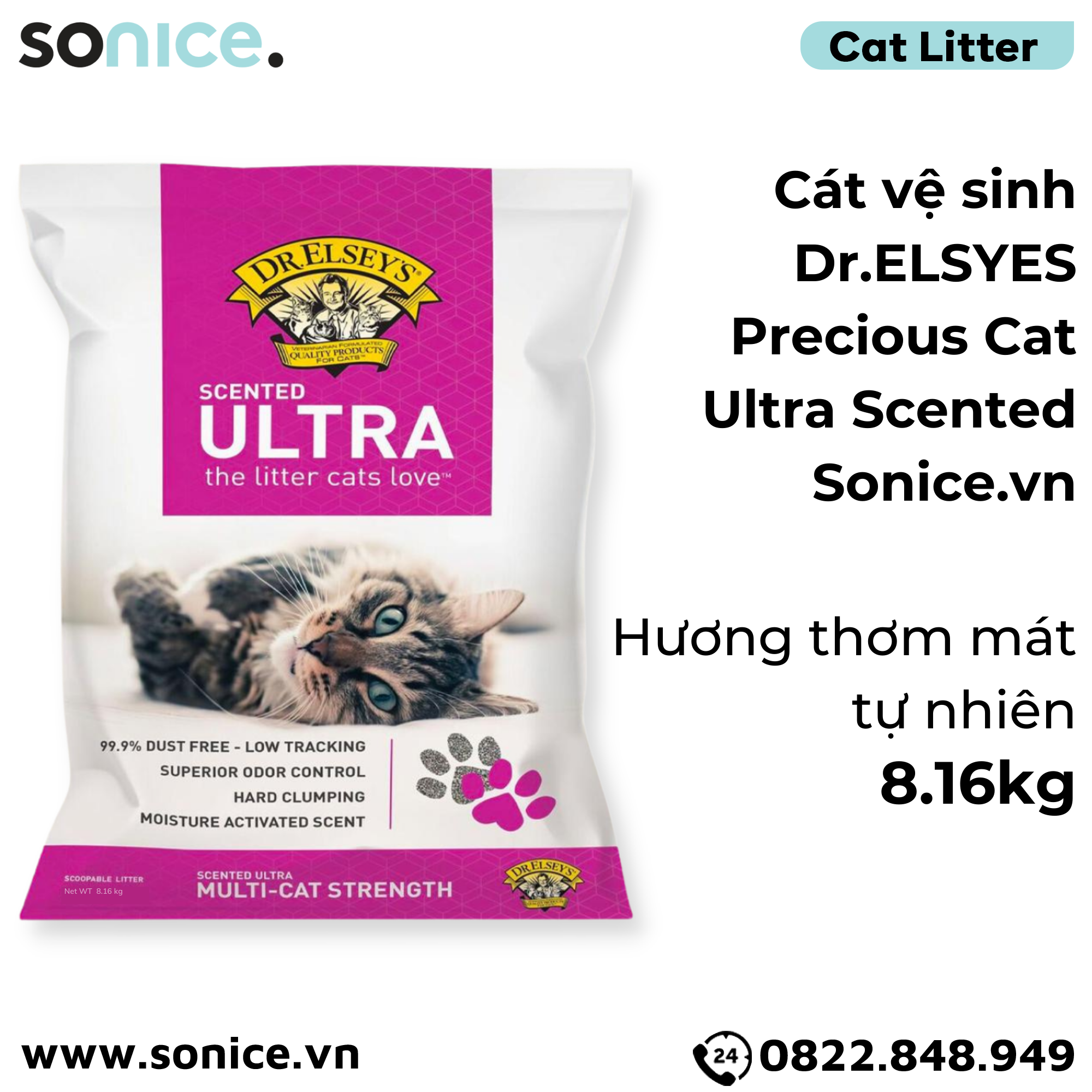 Cát vệ sinh Dr.ELSYES Precious Cat Ultra Scented 8.16kg - Hương thơm mát tự nhiên SONICE.