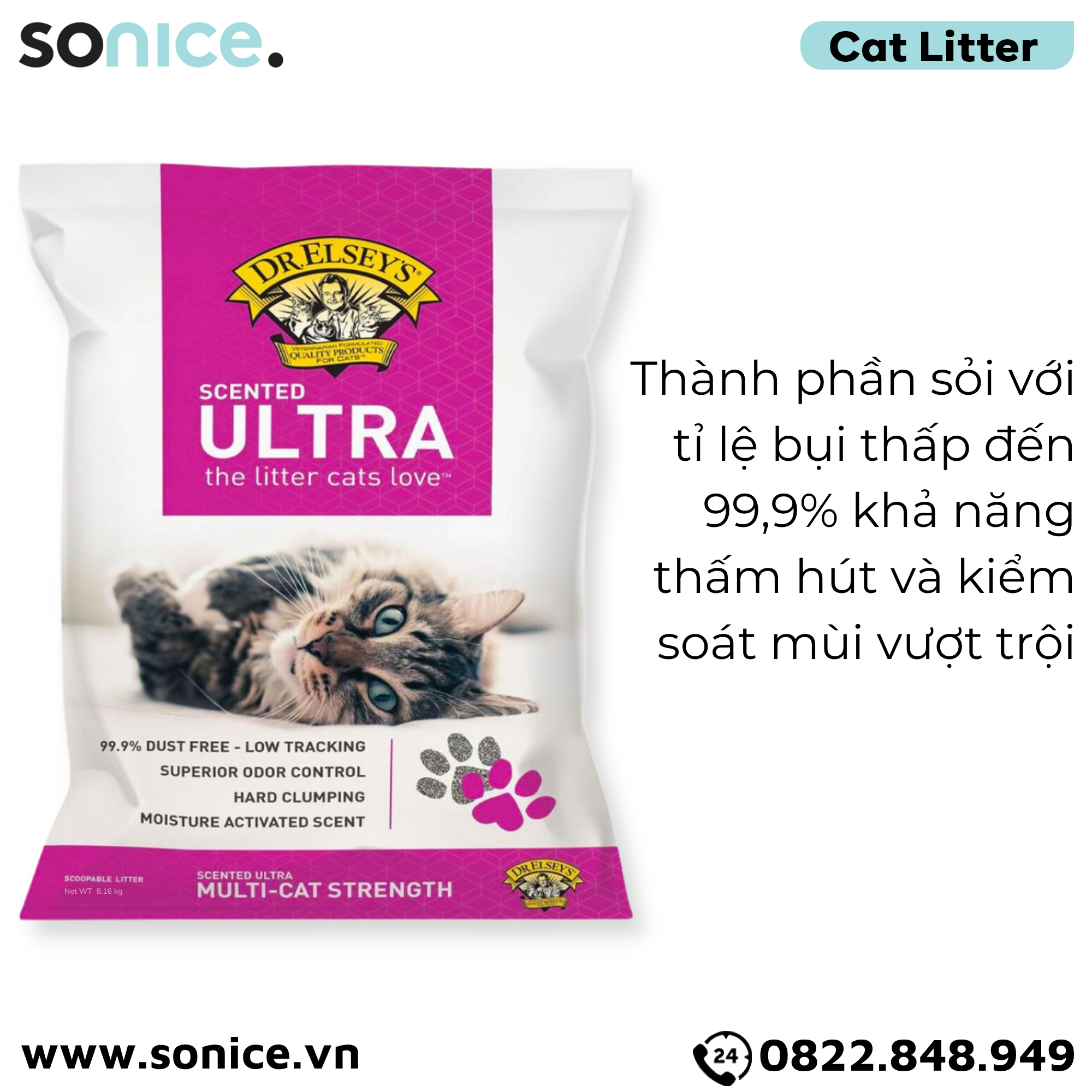 Cát vệ sinh Dr.ELSYES Precious Cat Ultra Scented 8.16kg - Hương thơm mát tự nhiên SONICE.