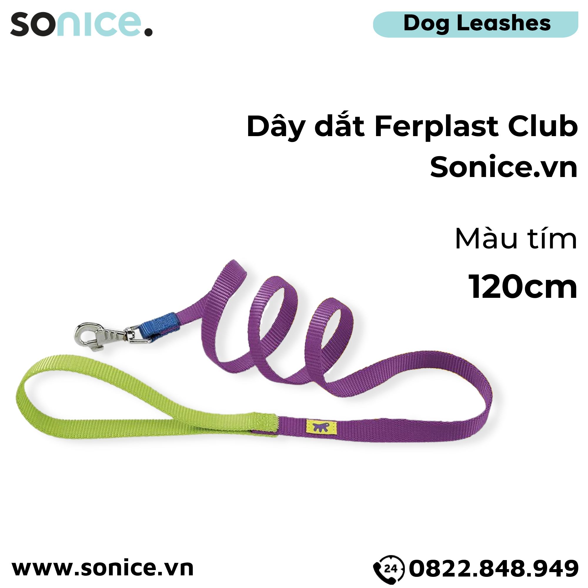 Dây dắt Ferplast Club Tím 120cm - Size 30kg SONICE.