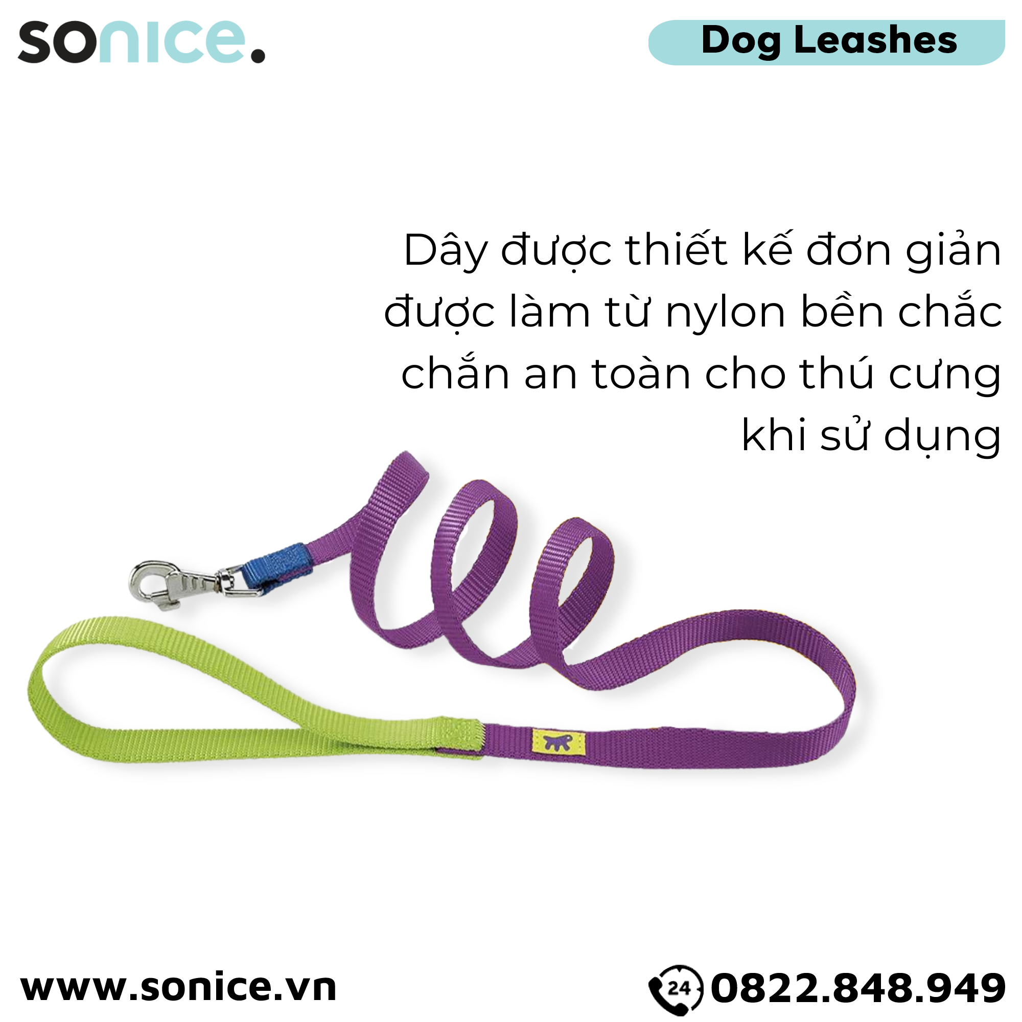 Dây dắt Ferplast Club Tím 120cm - Size 30kg SONICE.