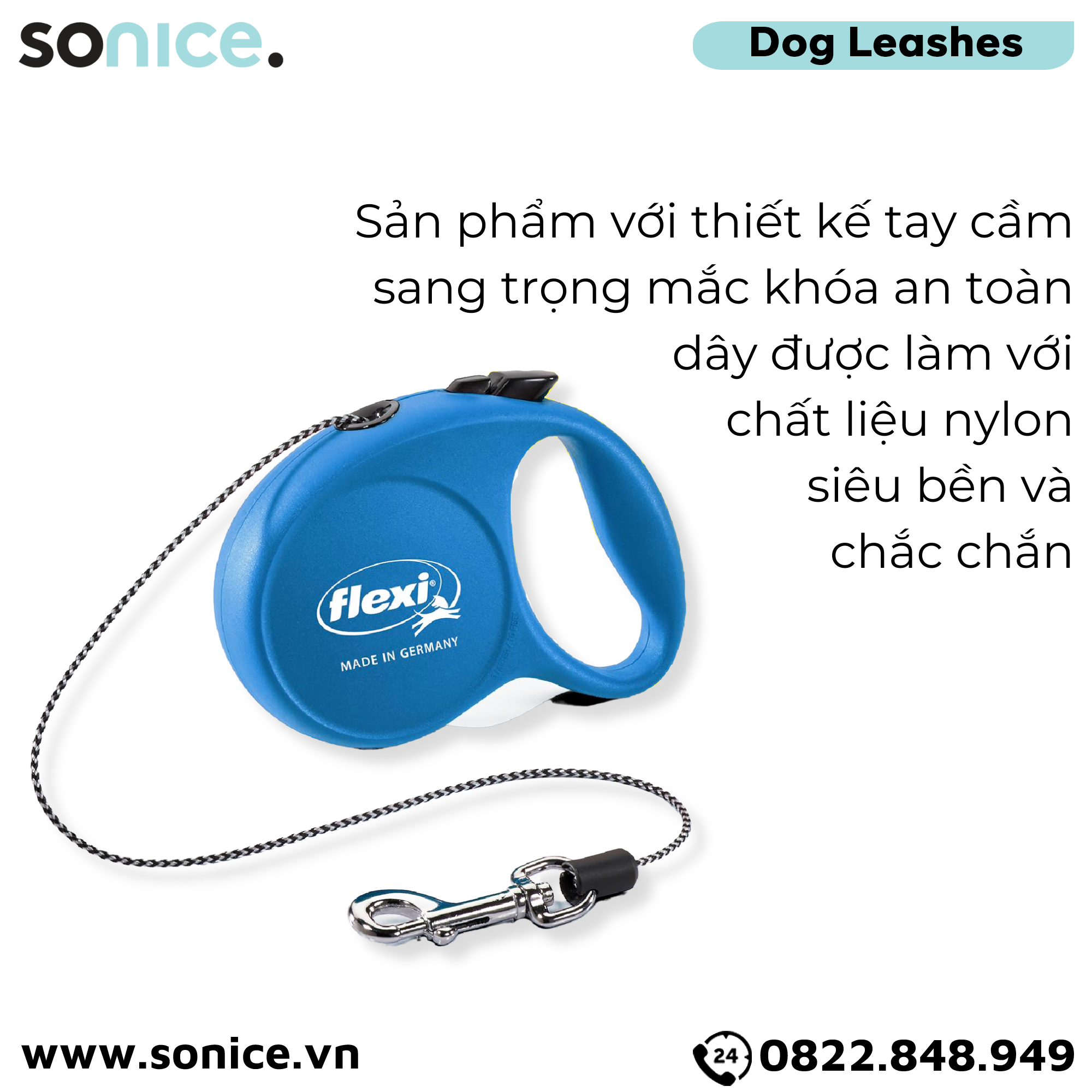  Dây dắt tự động FLEXI Fun M - Dây tròn 5m, < 20kg SONICE. 