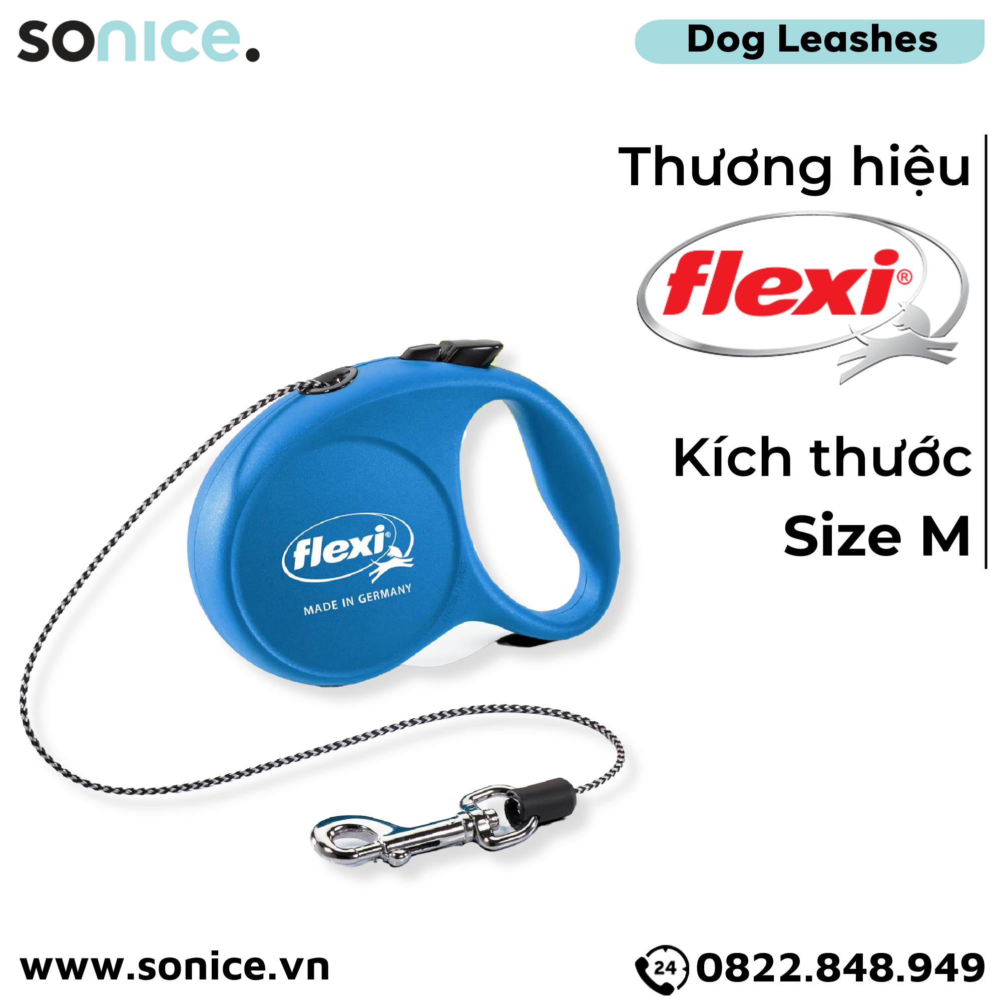  Dây dắt tự động FLEXI Fun M - Dây tròn 5m, < 20kg SONICE. 