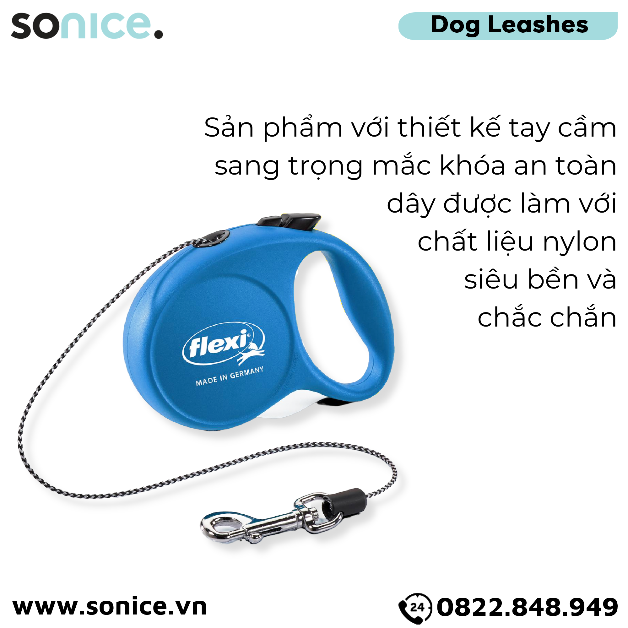  Dây dắt tự động FLEXI Fun XS - Dây tròn 3m, < 8kg SONICE. 