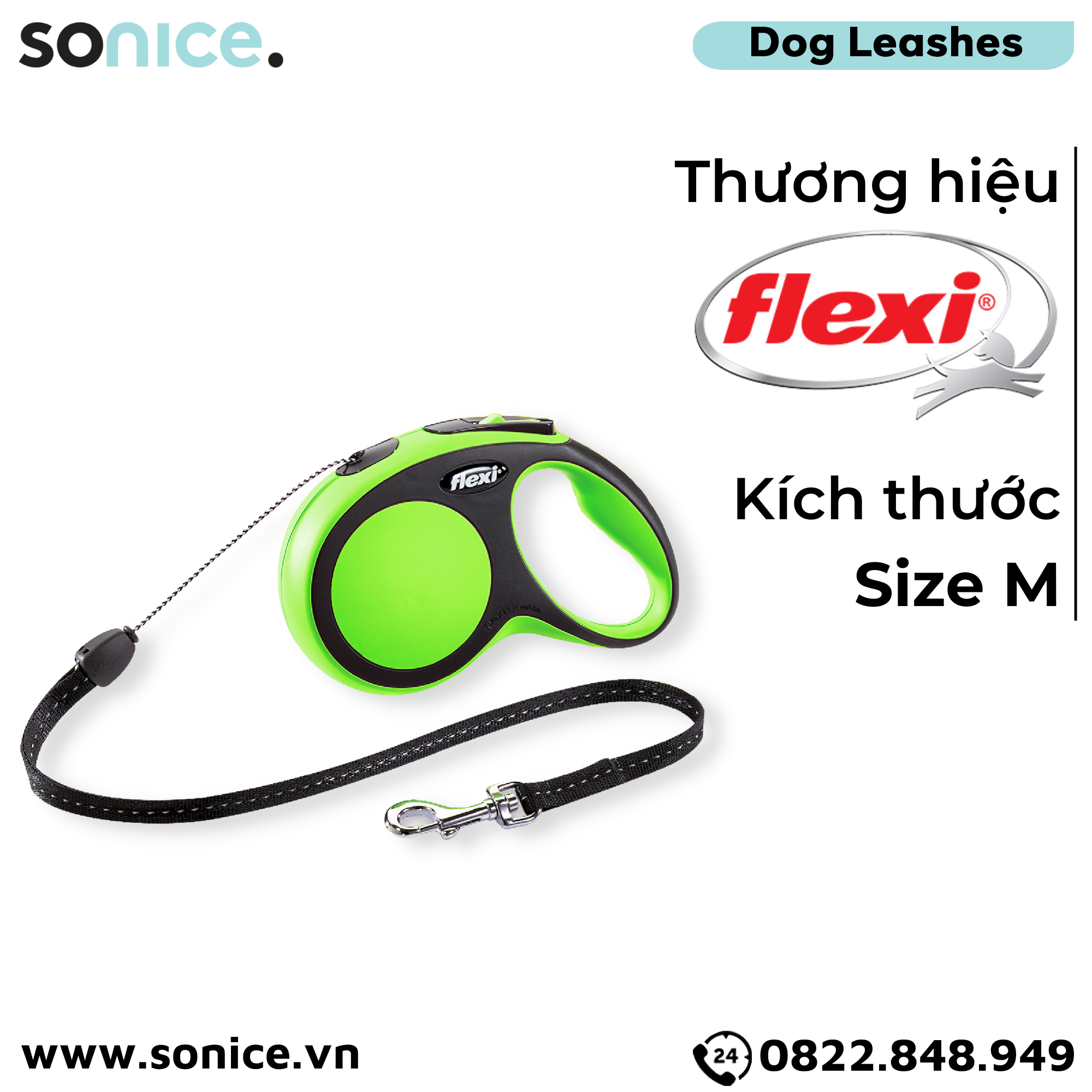  Dây dắt tự động FLEXI New Comfort M - Dây tròn 5m, < 20kg SONICE. 