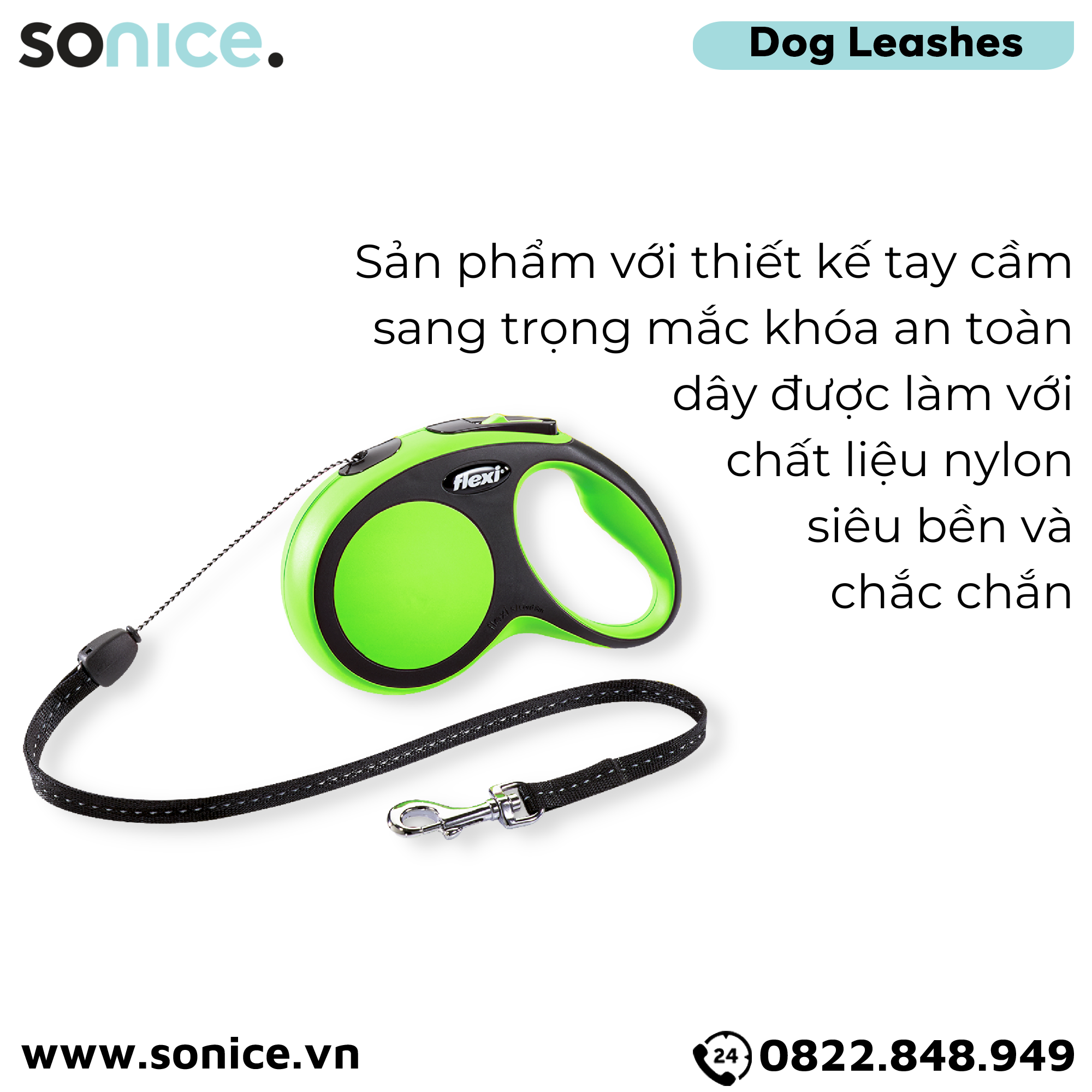Dây dắt tự động FLEXI New Comfort XS - Dây tròn 3m, < 8kg SONICE.