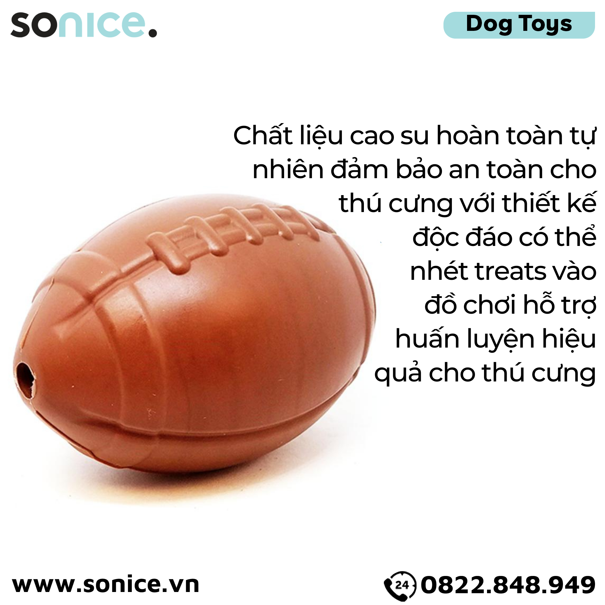 Đồ chơi Frisco Rubber Football Treat Dispenser Medium - Bóng bầu dục SONICE.