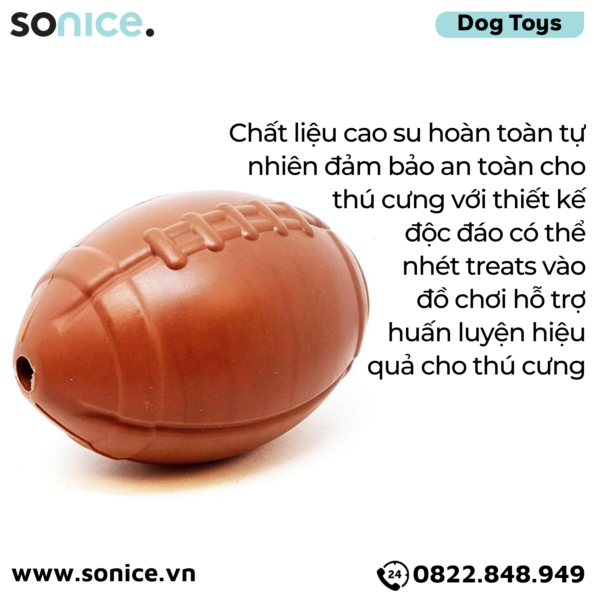  Đồ chơi Frisco Rubber Football Treat Dispenser Medium - Bóng bầu dục SONICE. 