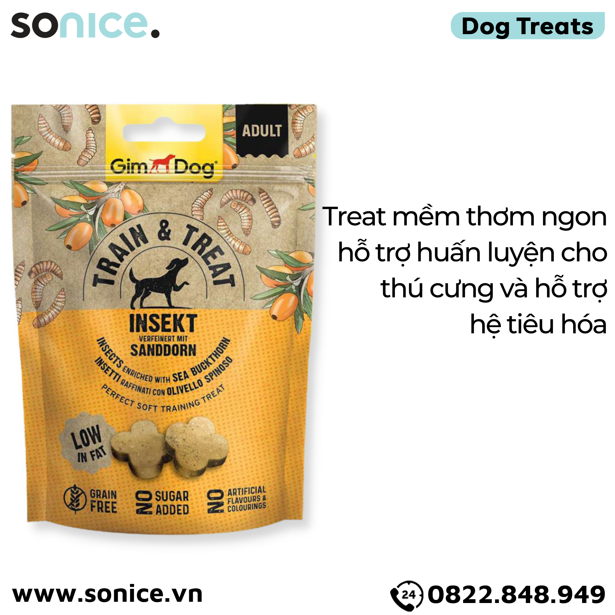 Treats GimDog Train Treat Insekt 125g - Hỗ trợ huấn luyện SONICE.