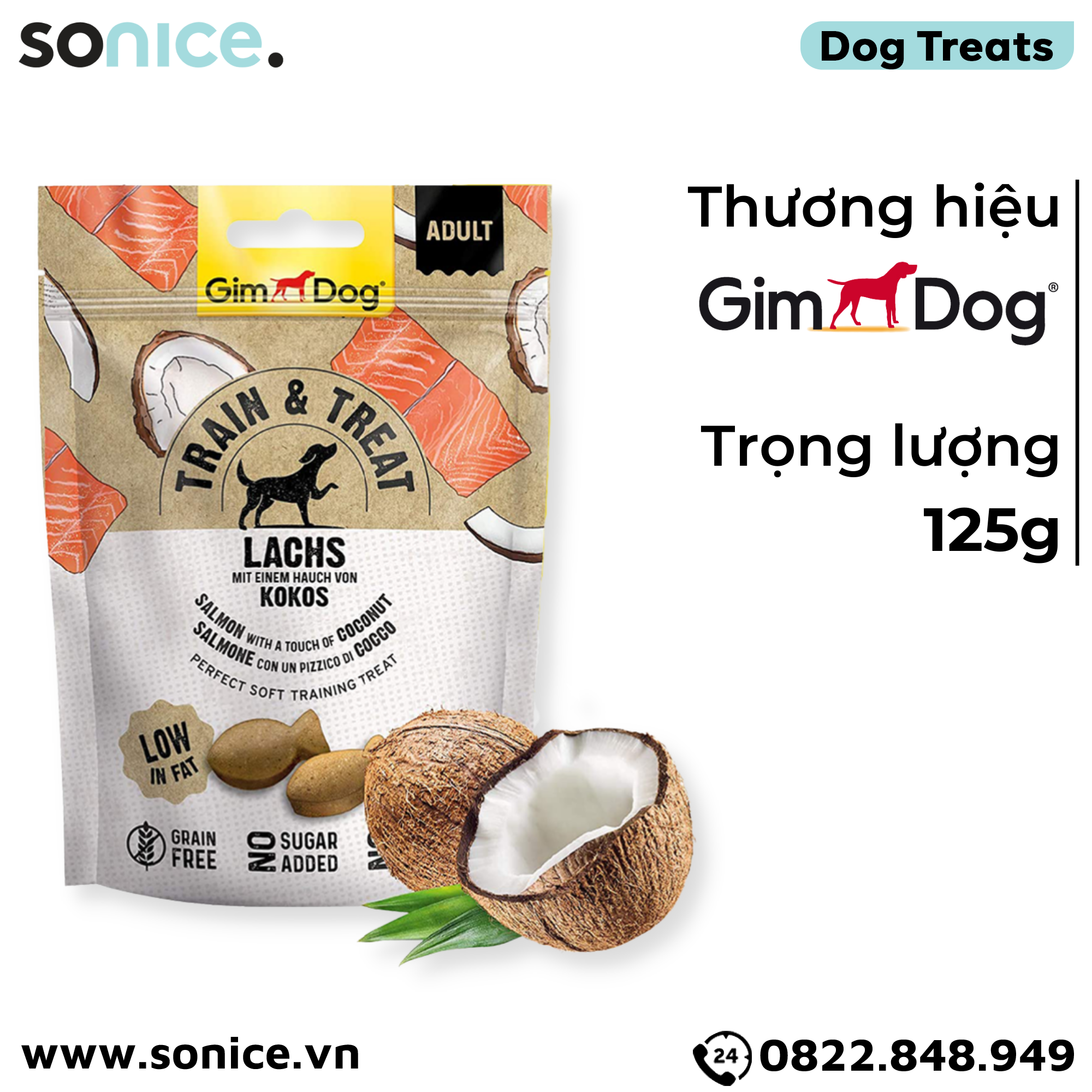 Treats GimDog Train Treat Lachs 125g - Hỗ trợ huấn luyện SONICE.