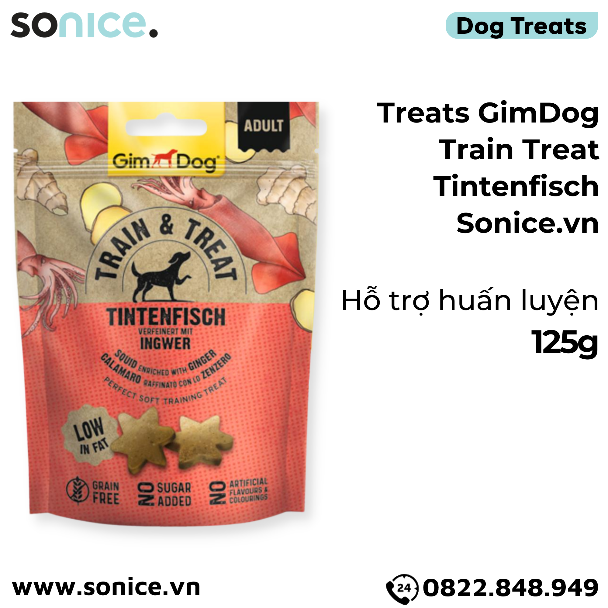 Treats GimDog Train Treat Tintenfisch 125g - Hỗ trợ huấn luyện SONICE.