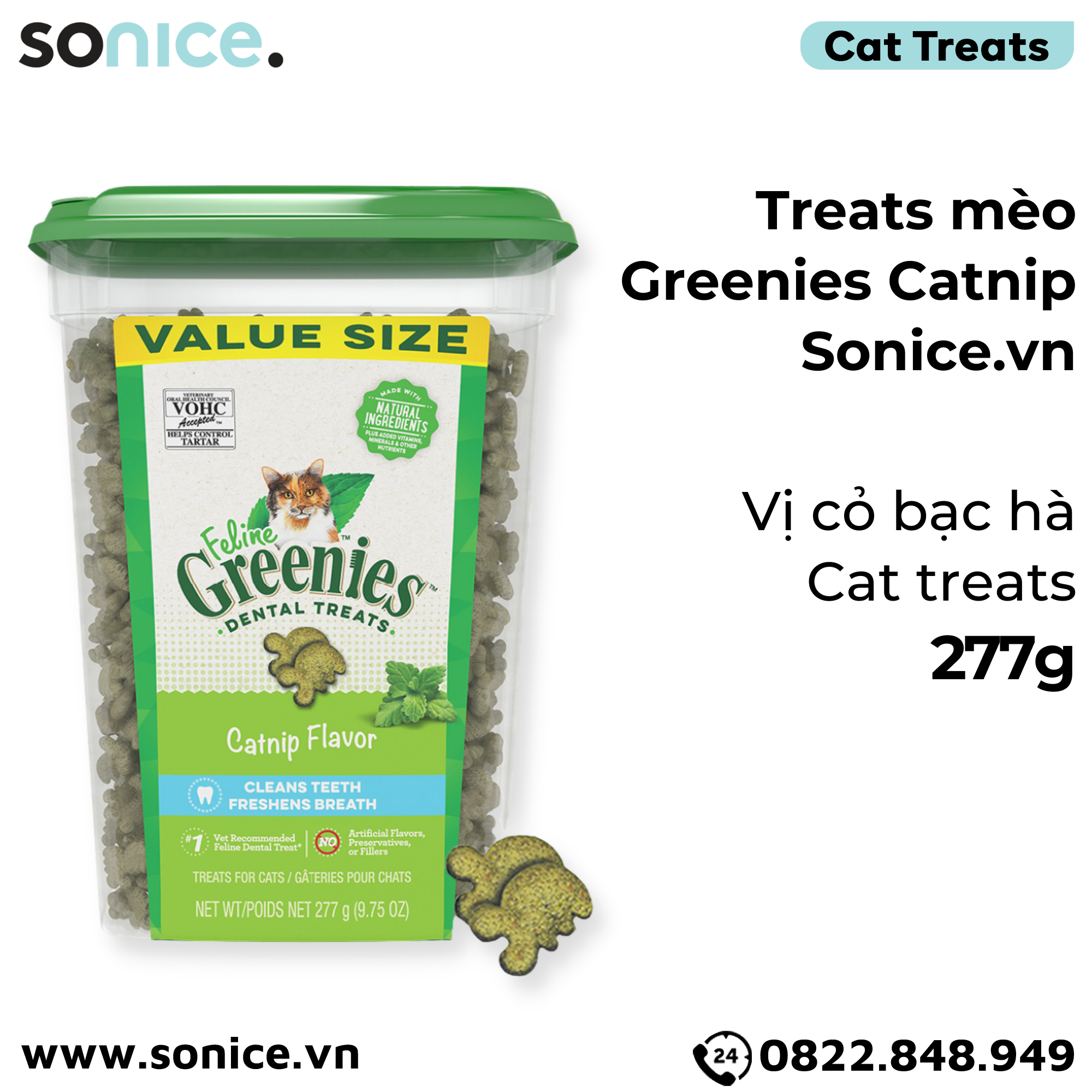 Treats mèo Greenies Catnip 277g - vị cỏ bạc hà cat treats SONICE.
