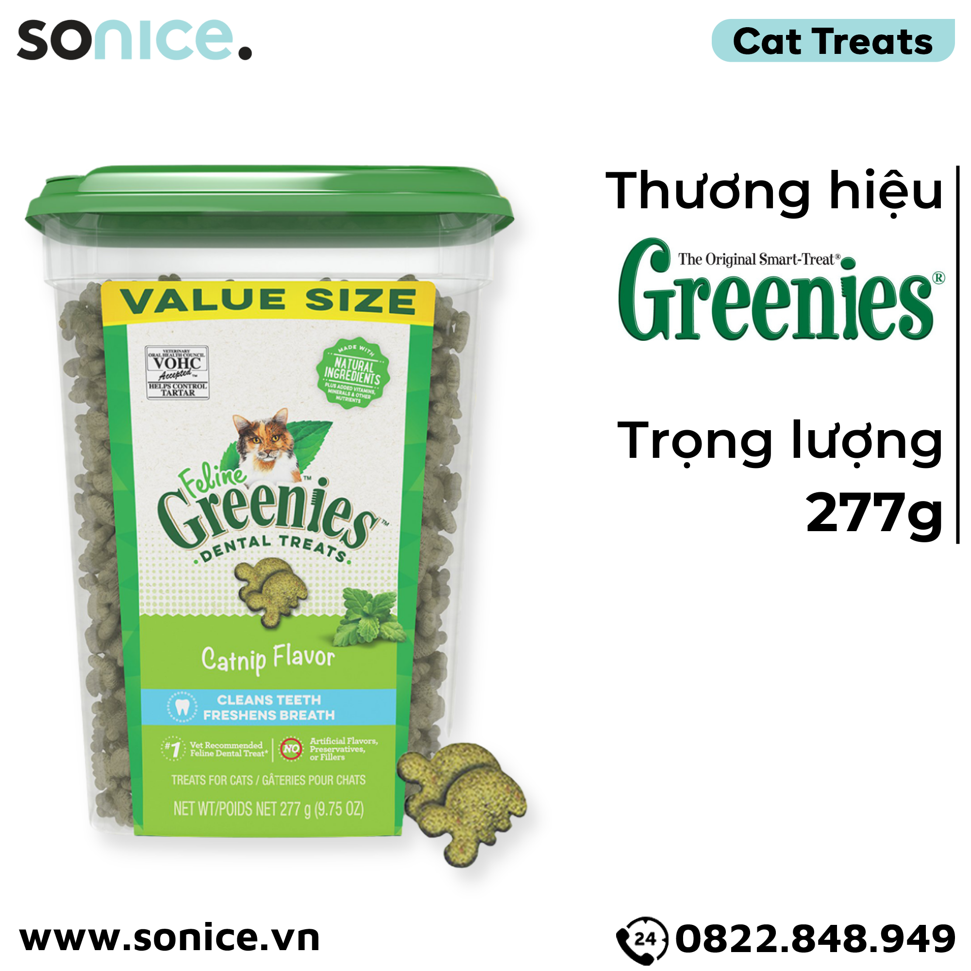 Treats mèo Greenies Catnip 277g - vị cỏ bạc hà cat treats SONICE.