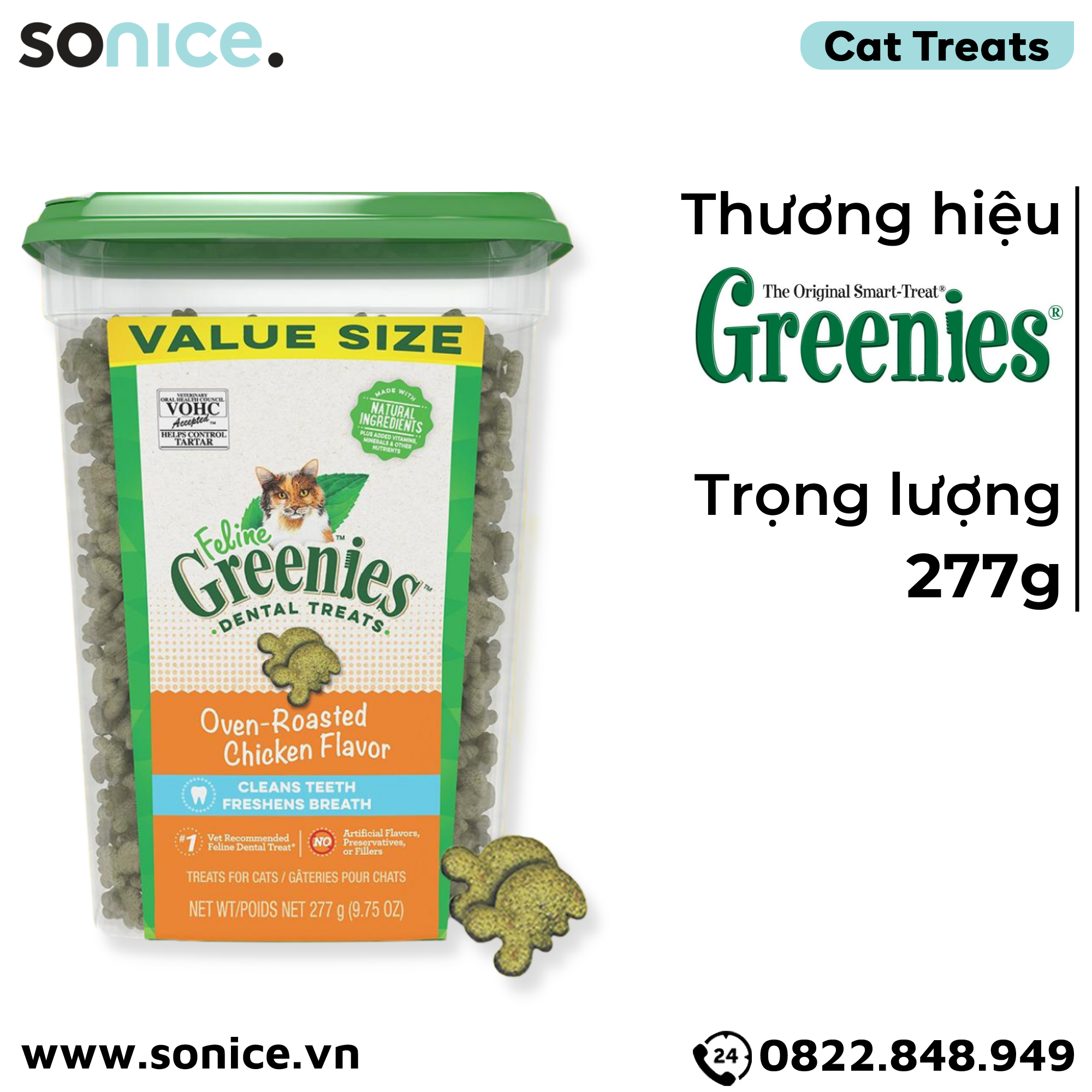 Treat mèo Greenies Oven-Roasted Chicken 277g - vị gà nướng cat treats SONICE.