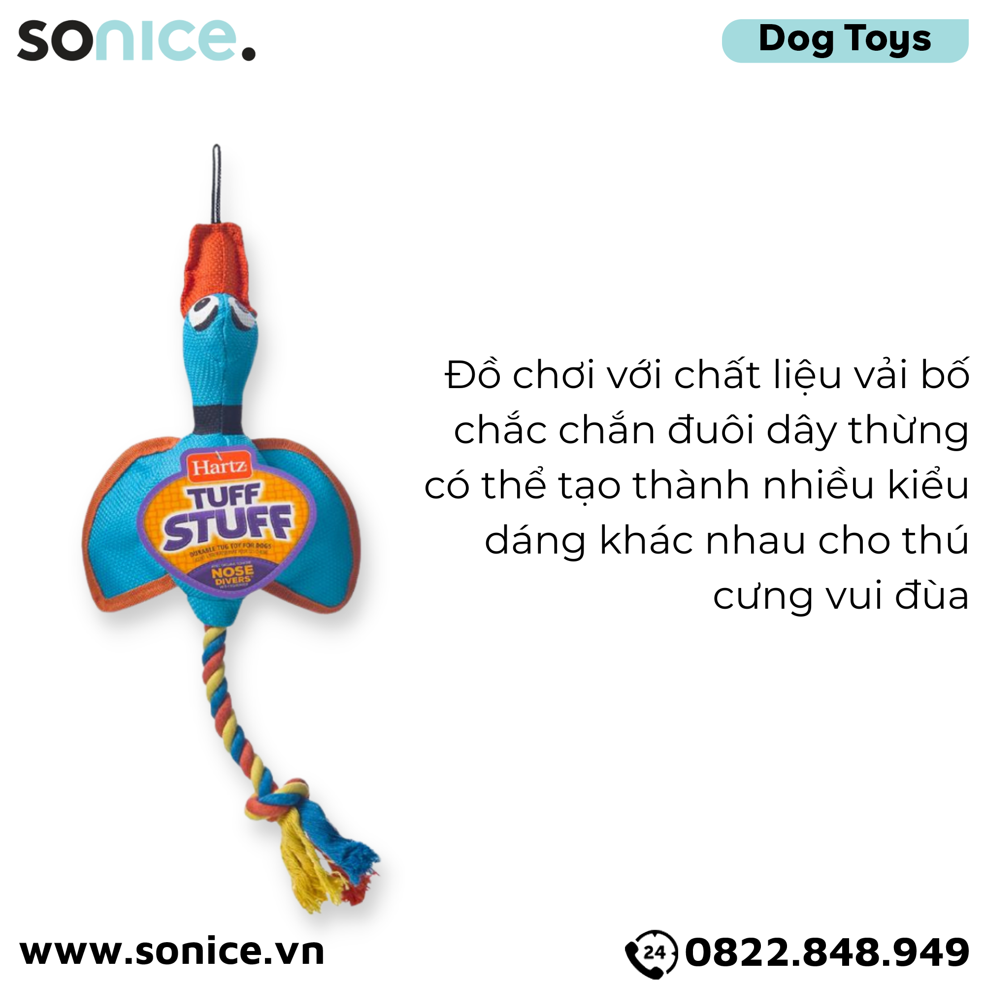  Đồ chơi Hartz Tuff Stuff Durable Tug - Con vịt trời kêu tít tít SONICE. 