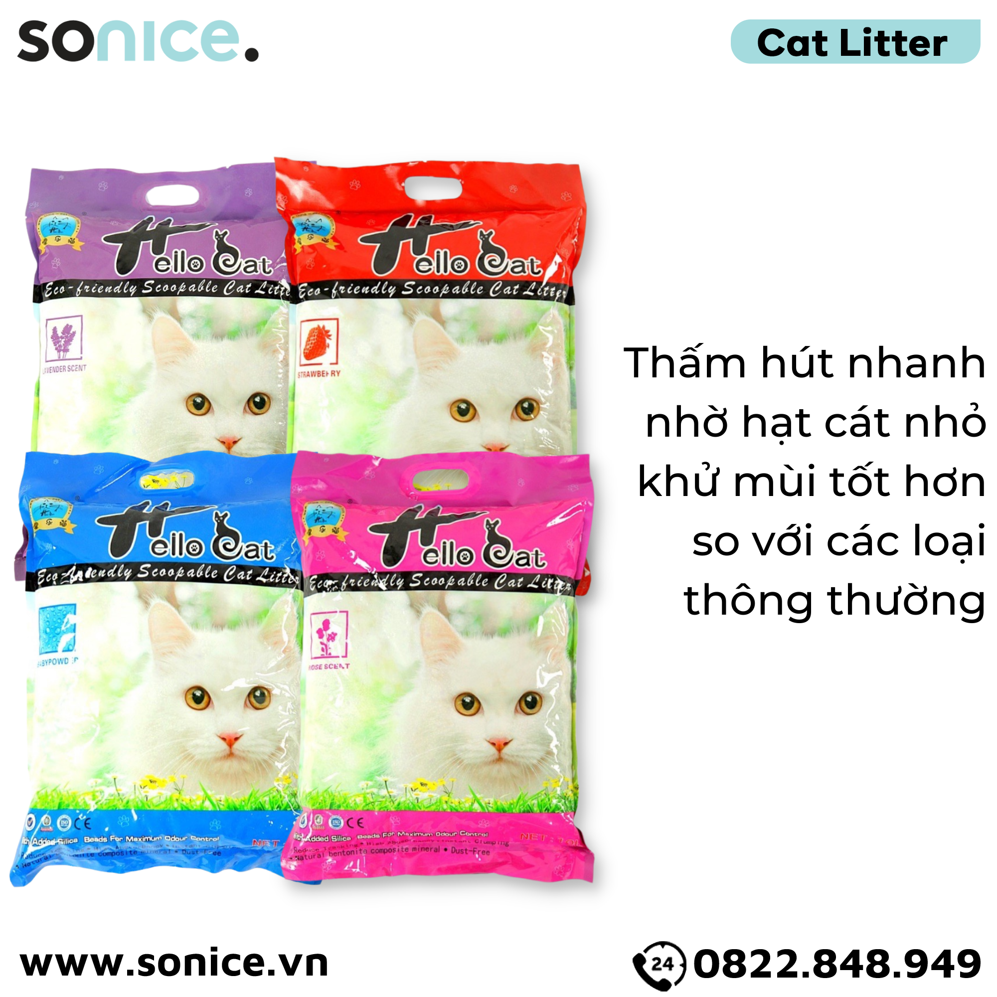 Cát vệ sinh cho mèo HelloCat 10L SONICE.