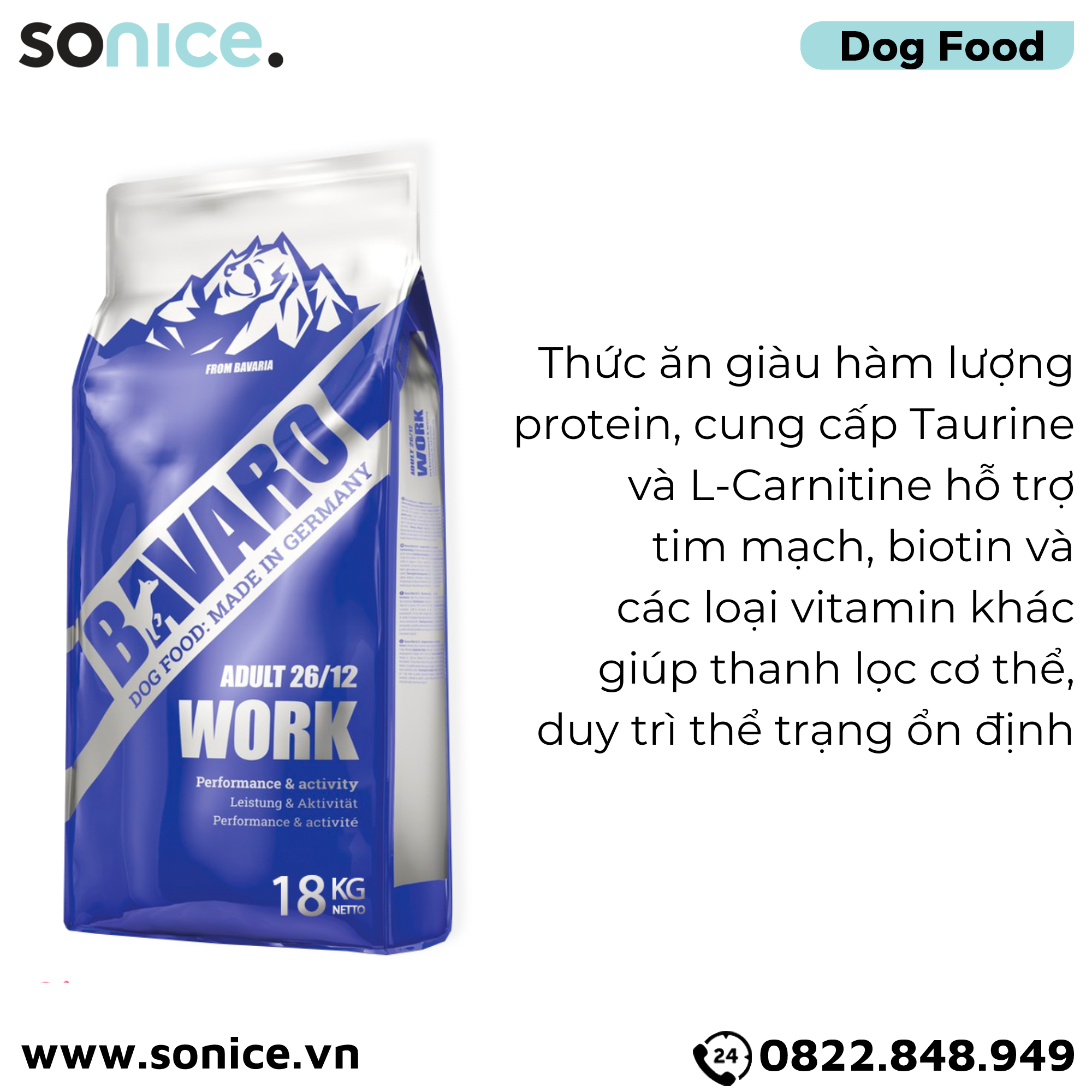 Thức ăn chó Josera Bavaro Work ClubPro Adult Performance & Activity 18kg - Hỗ trợ chó vận động, Nhập Germany SONICE.