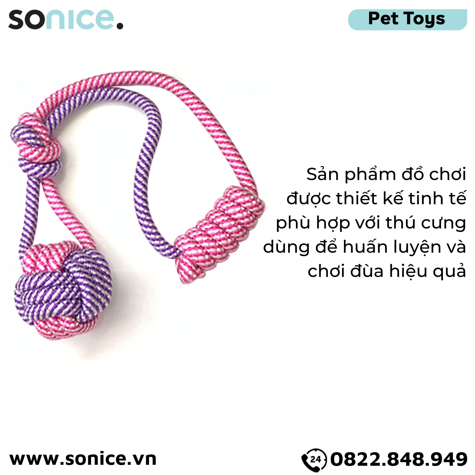 Đồ chơi Lumidori Handle Ball 2 Knot Rope Toys - Banh có tay cầm rút giữa SONICE.