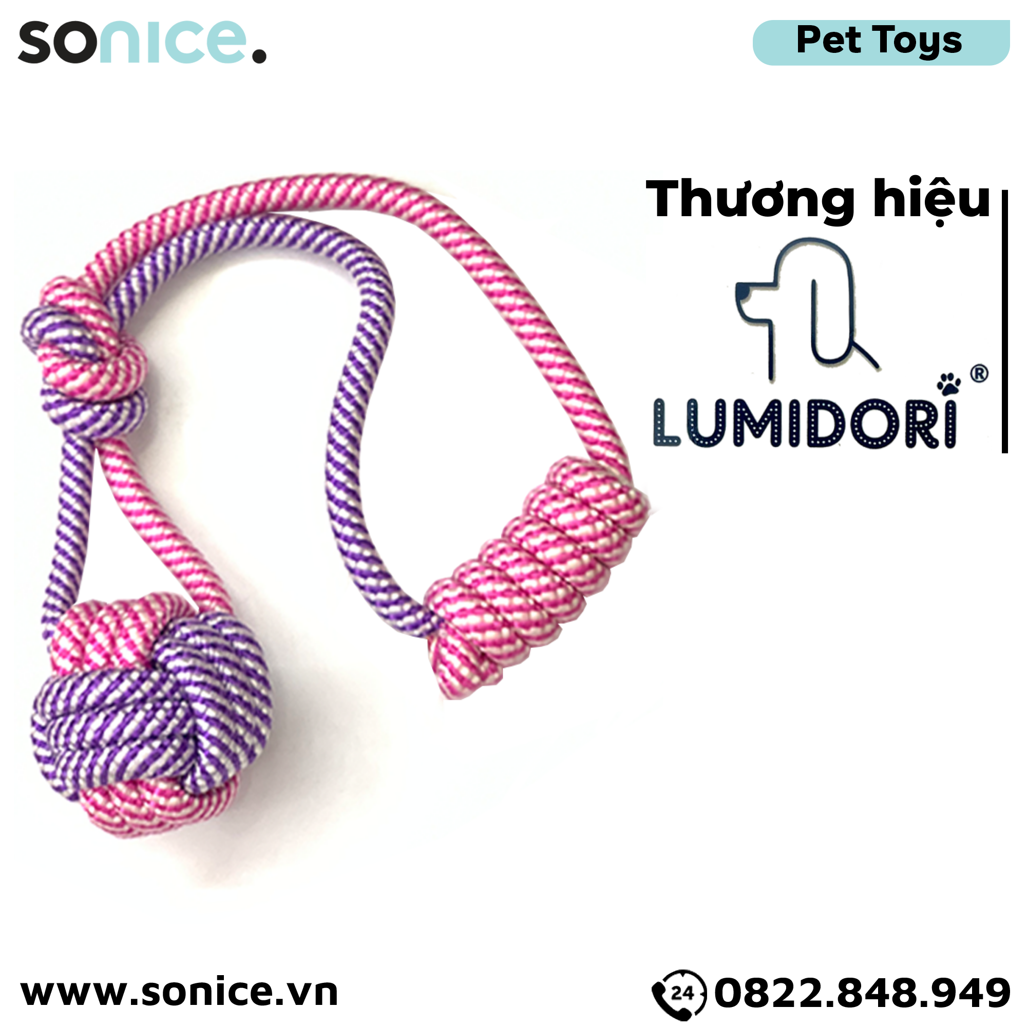 Đồ chơi Lumidori Handle Ball 2 Knot Rope Toys - Banh có tay cầm rút giữa SONICE.
