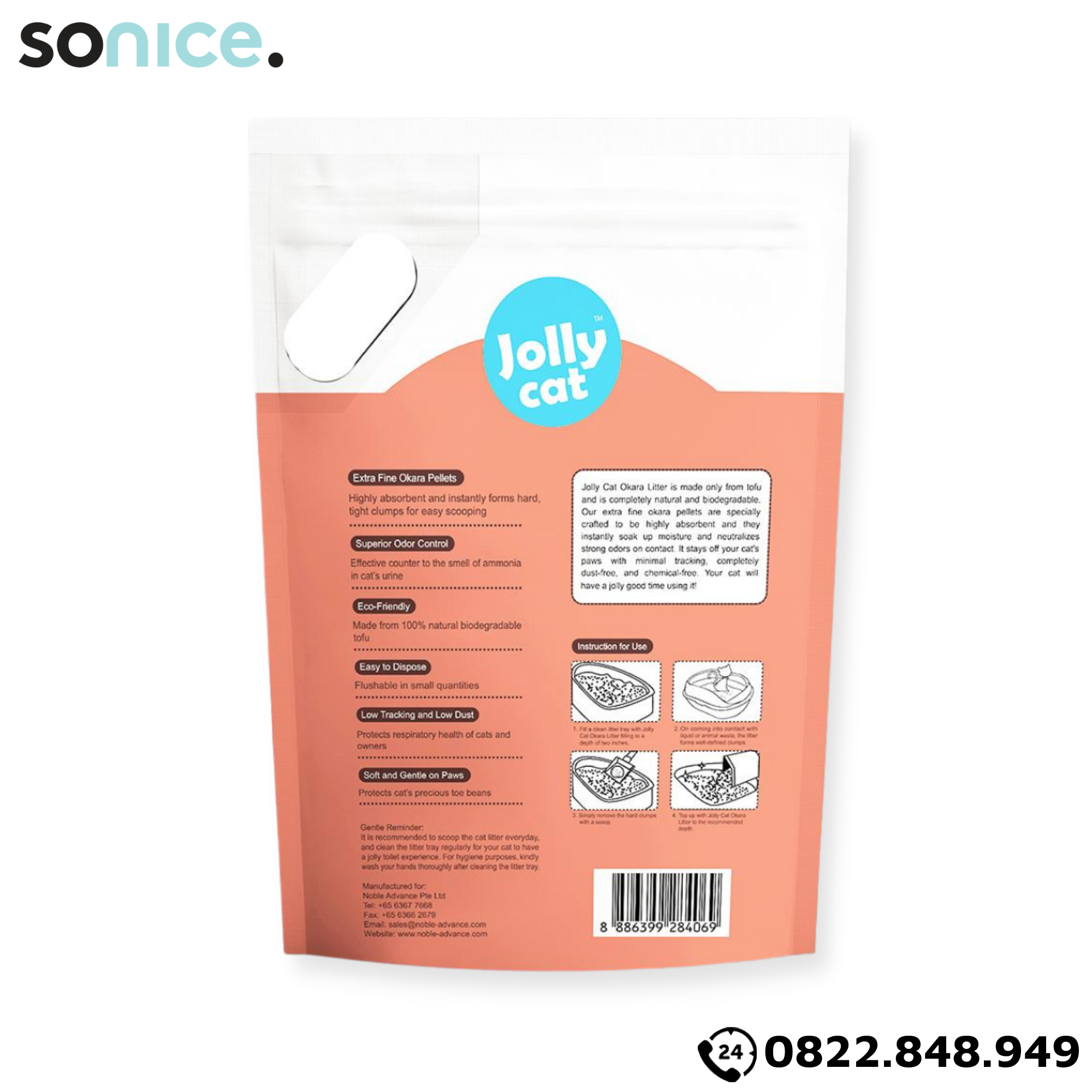  Cát vệ sinh Premium Tofu Jolly Cat Litter Yuzu 6L - Làm từ đậu nành soya hương cam Nhật SONICE. 