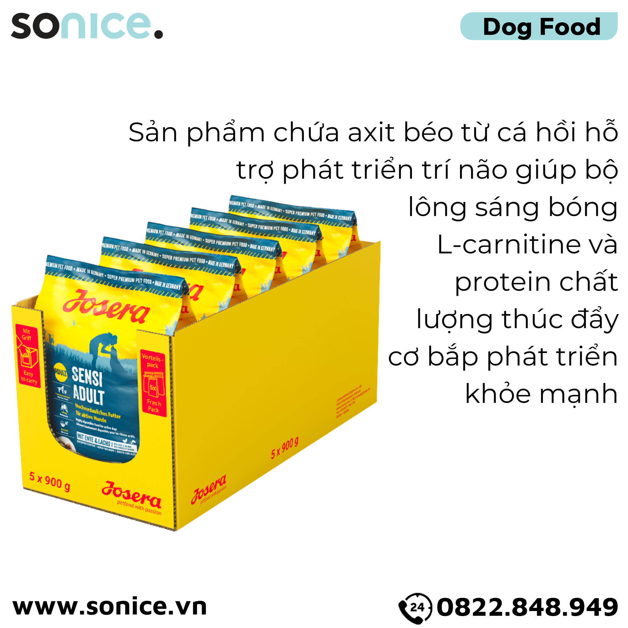 Thức ăn chó Josera Sensi Adult 4.5kg - chó trưởng thành giống vừa Nhập Germany SONICE.