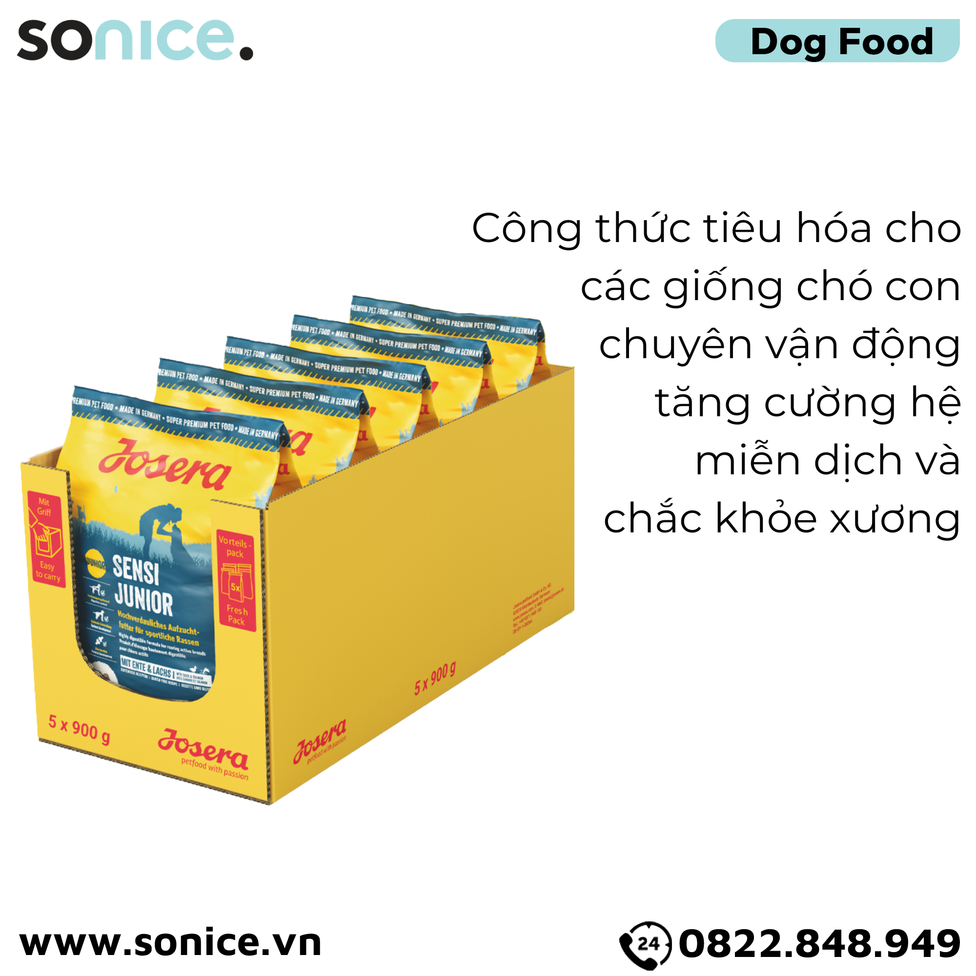 Thức ăn chó Josera Sensi Junior 4.5kg - chó con giống vừa nhập Germany SONICE.