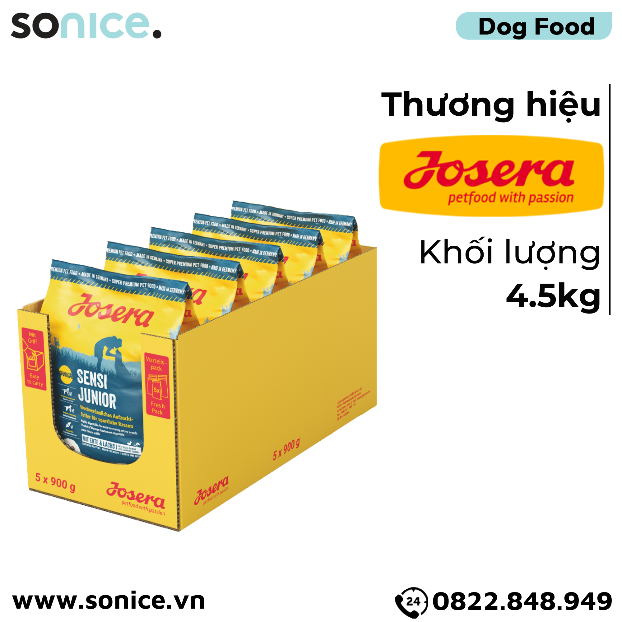 Thức ăn chó Josera Sensi Junior 4.5kg - chó con giống vừa nhập Germany SONICE.