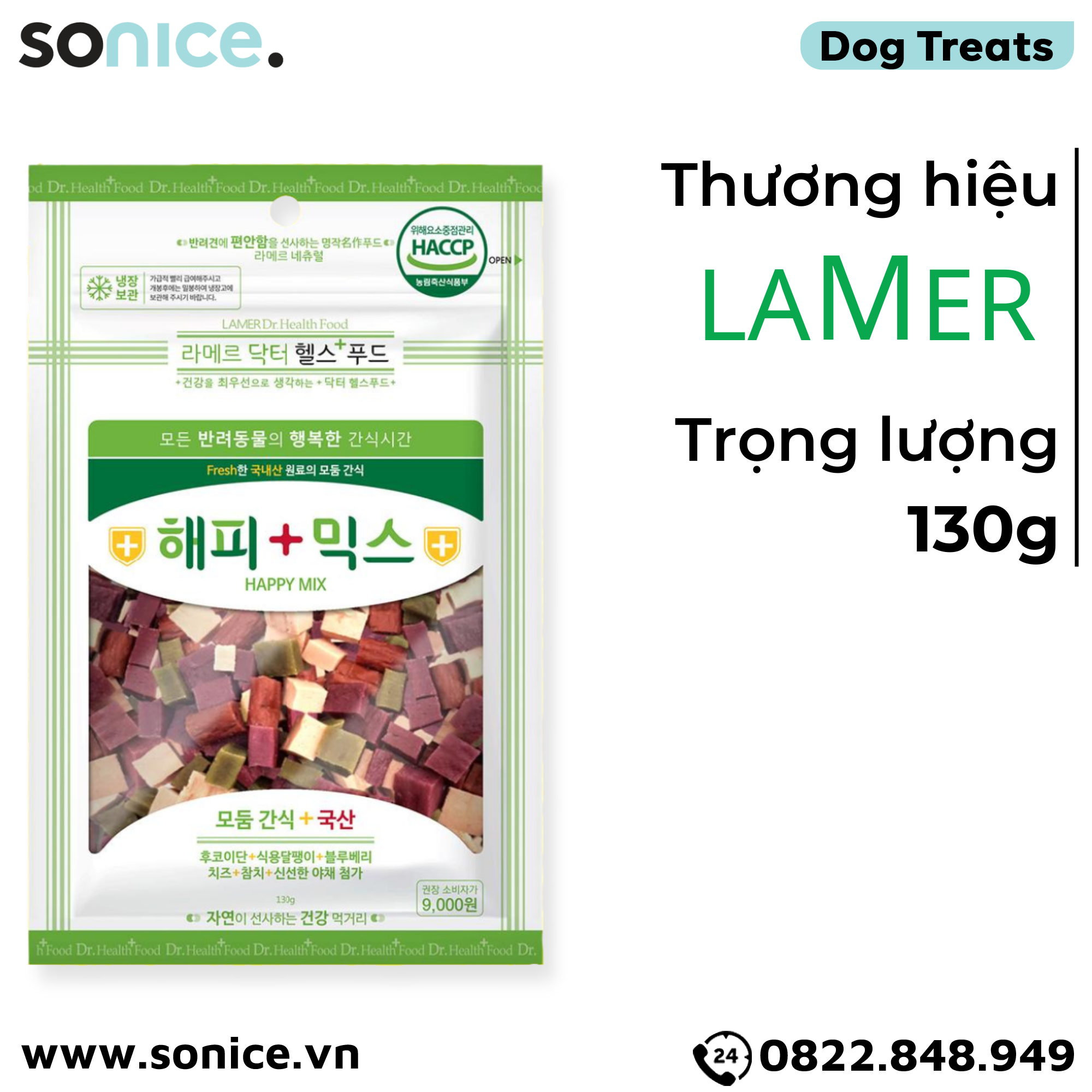 Treat LAMER Happy Mix 130g - nhiều vị cừu, rau, cá, bò SONICE.