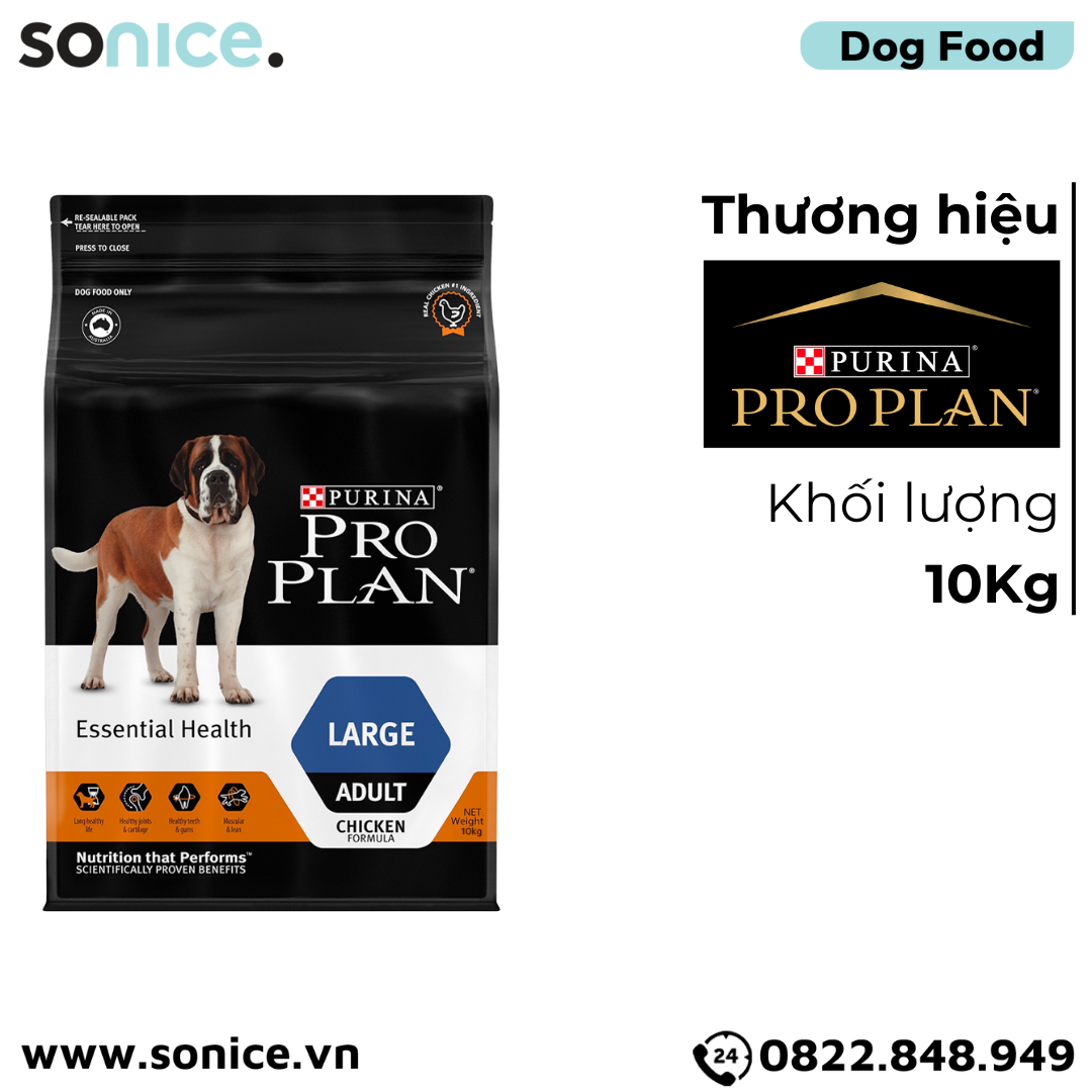 Thức ăn chó Purina PRO PLAN Large Adult Chicken 10kg - chó trưởng thành giống lớn vị gà SONICE.