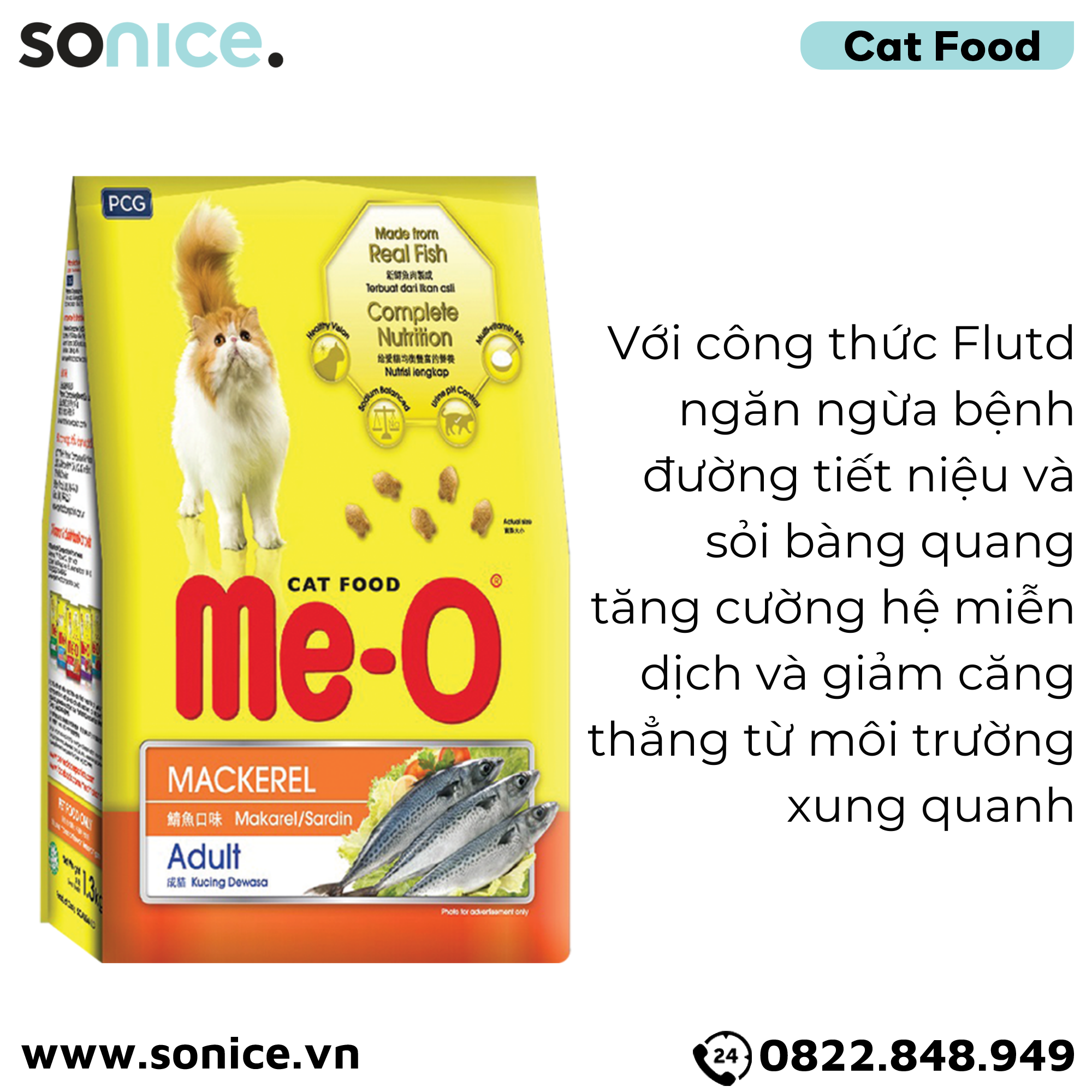 Thức ăn mèo Me-O Mackerel 7kg SONICE.
