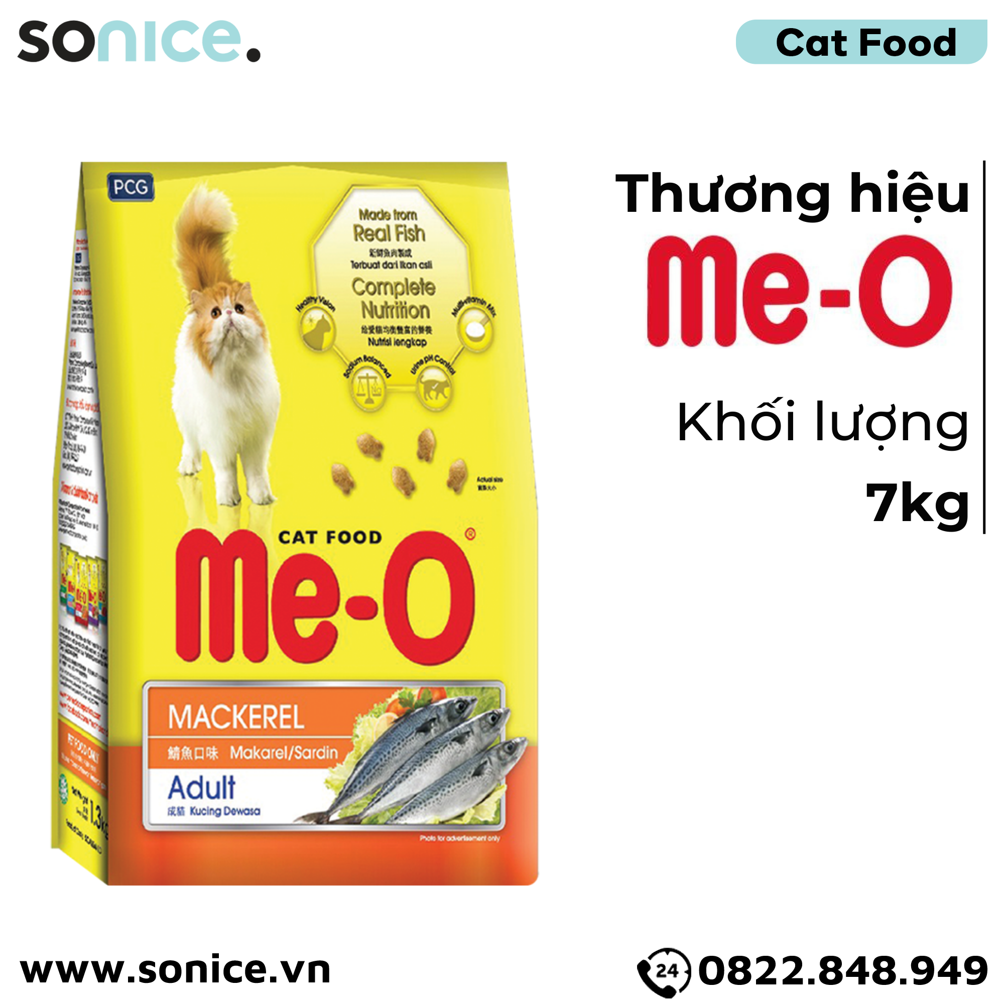 Thức ăn mèo Me-O Mackerel 7kg SONICE.
