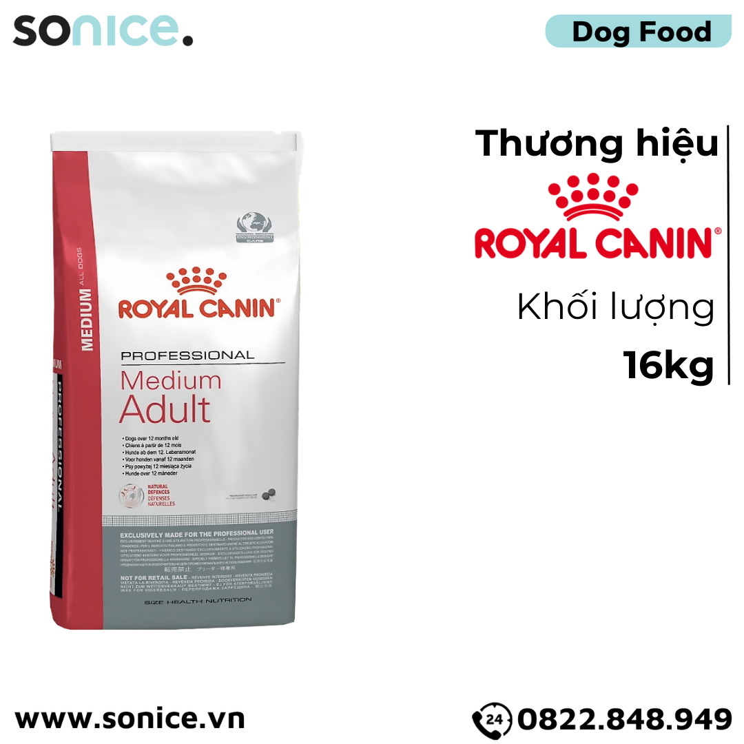 Thức ăn chó Royal Canin MEDIUM ADULT 16kg SONICE.