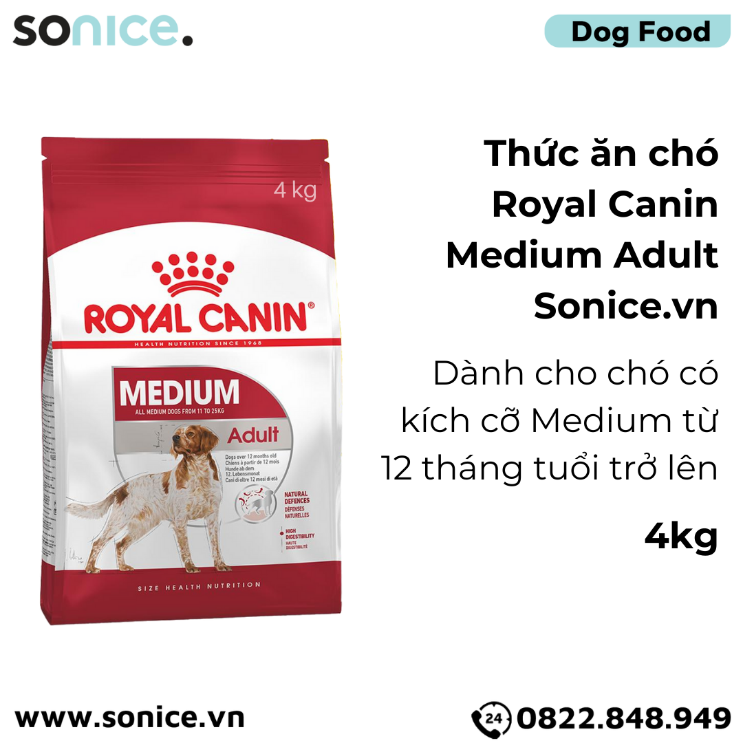 Thức ăn chó Royal Canin MEDIUM ADULT 4kg SONICE.