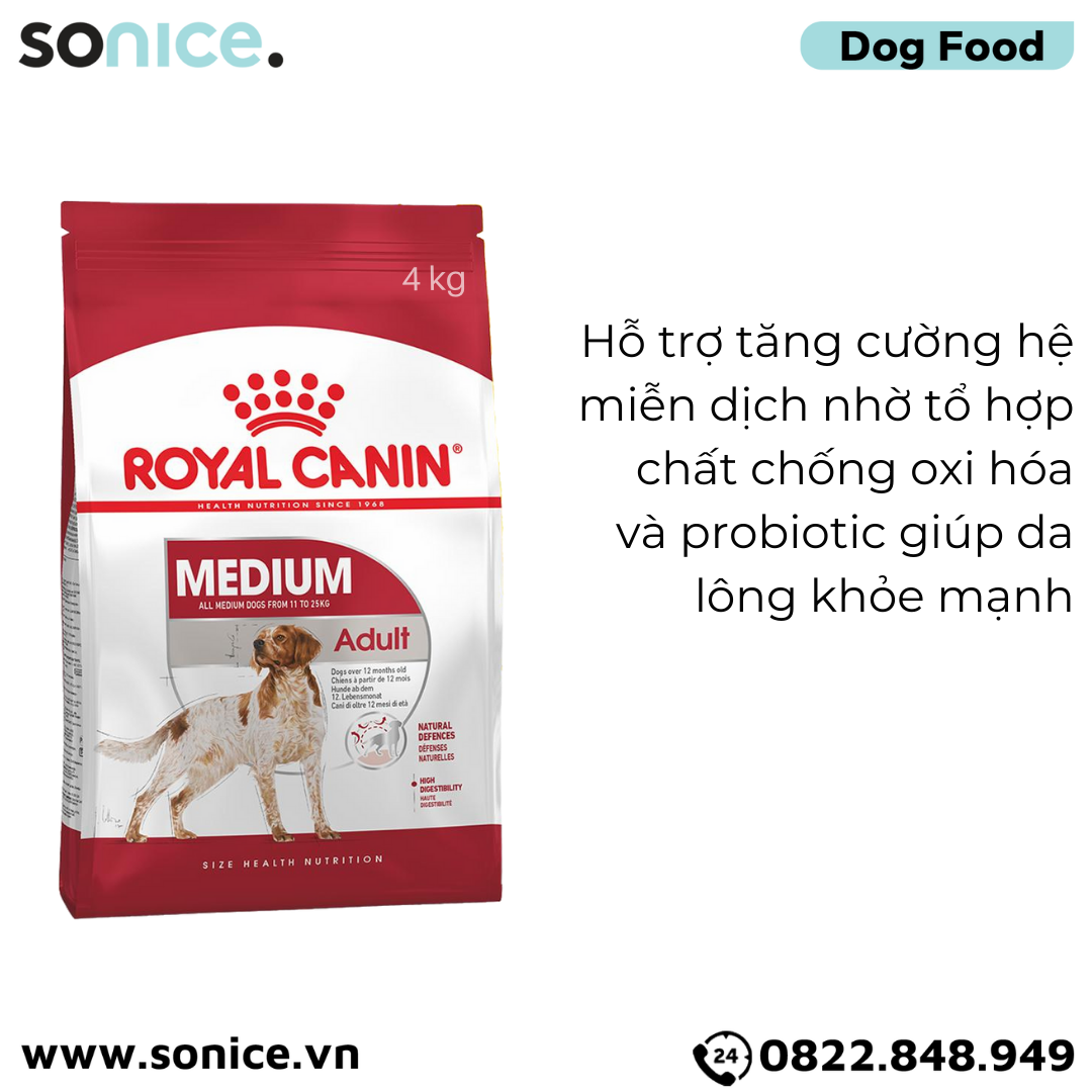 Thức ăn chó Royal Canin MEDIUM ADULT 4kg SONICE.