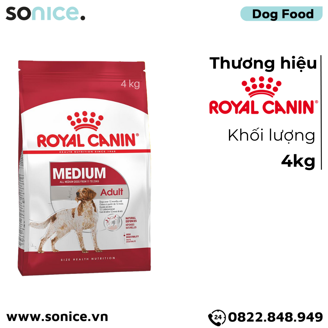 Thức ăn chó Royal Canin MEDIUM ADULT 4kg SONICE.