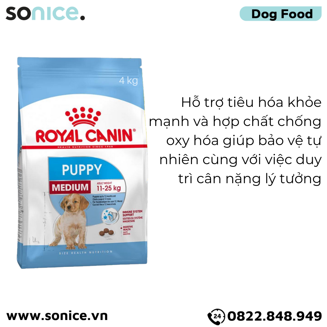 Thức ăn Chó Royal Canin MEDIUM PUPPY 4kg SONICE.