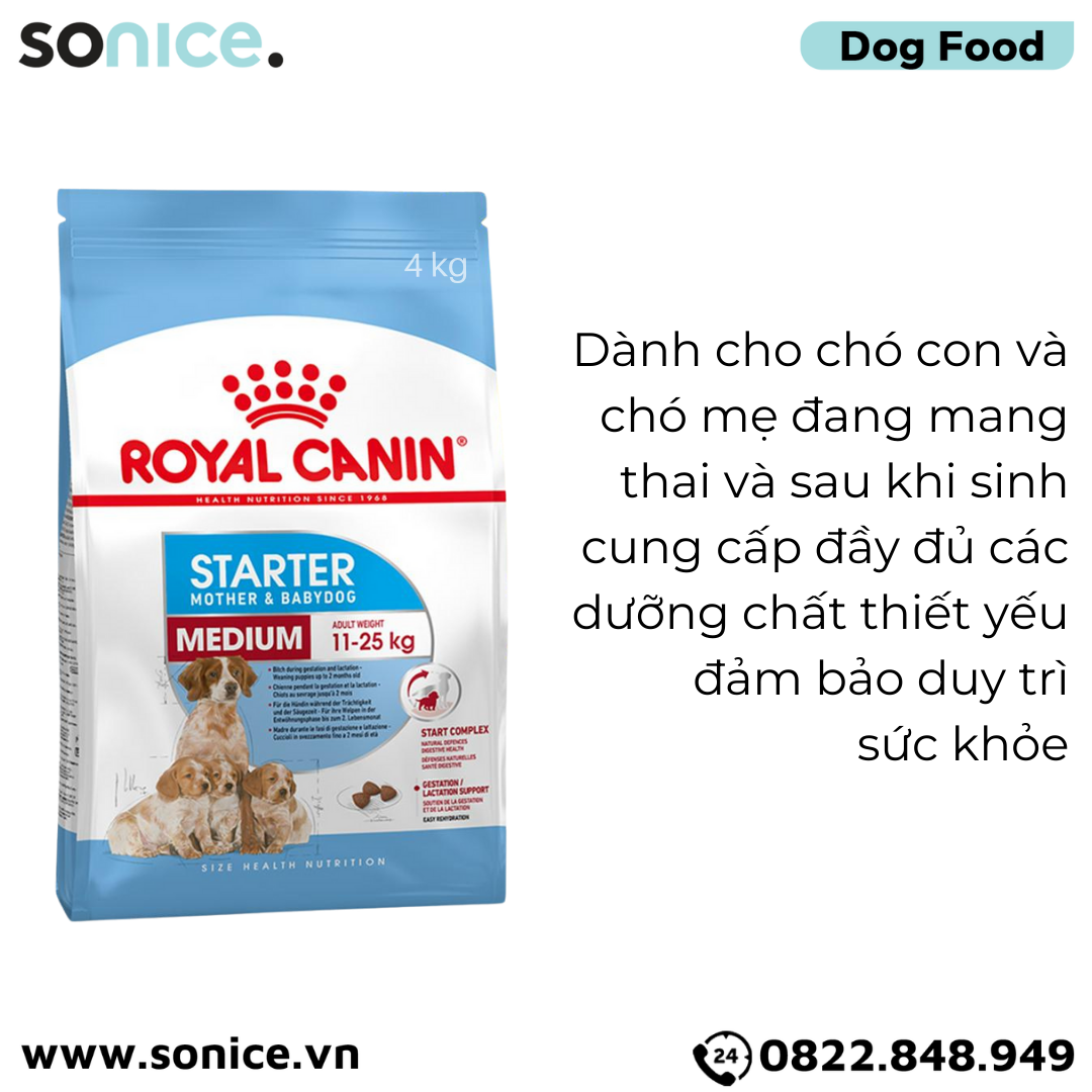 Thức ăn chó Royal Canin Medium Starter Mother & BabyDog 4kg - Chó mẹ mang thai & chó con < 2 tháng SONICE.