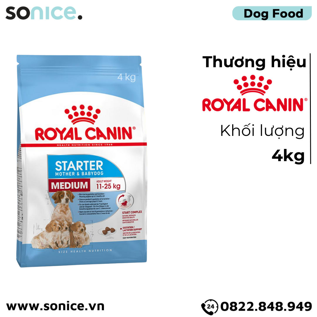 Thức ăn chó Royal Canin Medium Starter Mother & BabyDog 4kg - Chó mẹ mang thai & chó con < 2 tháng SONICE.
